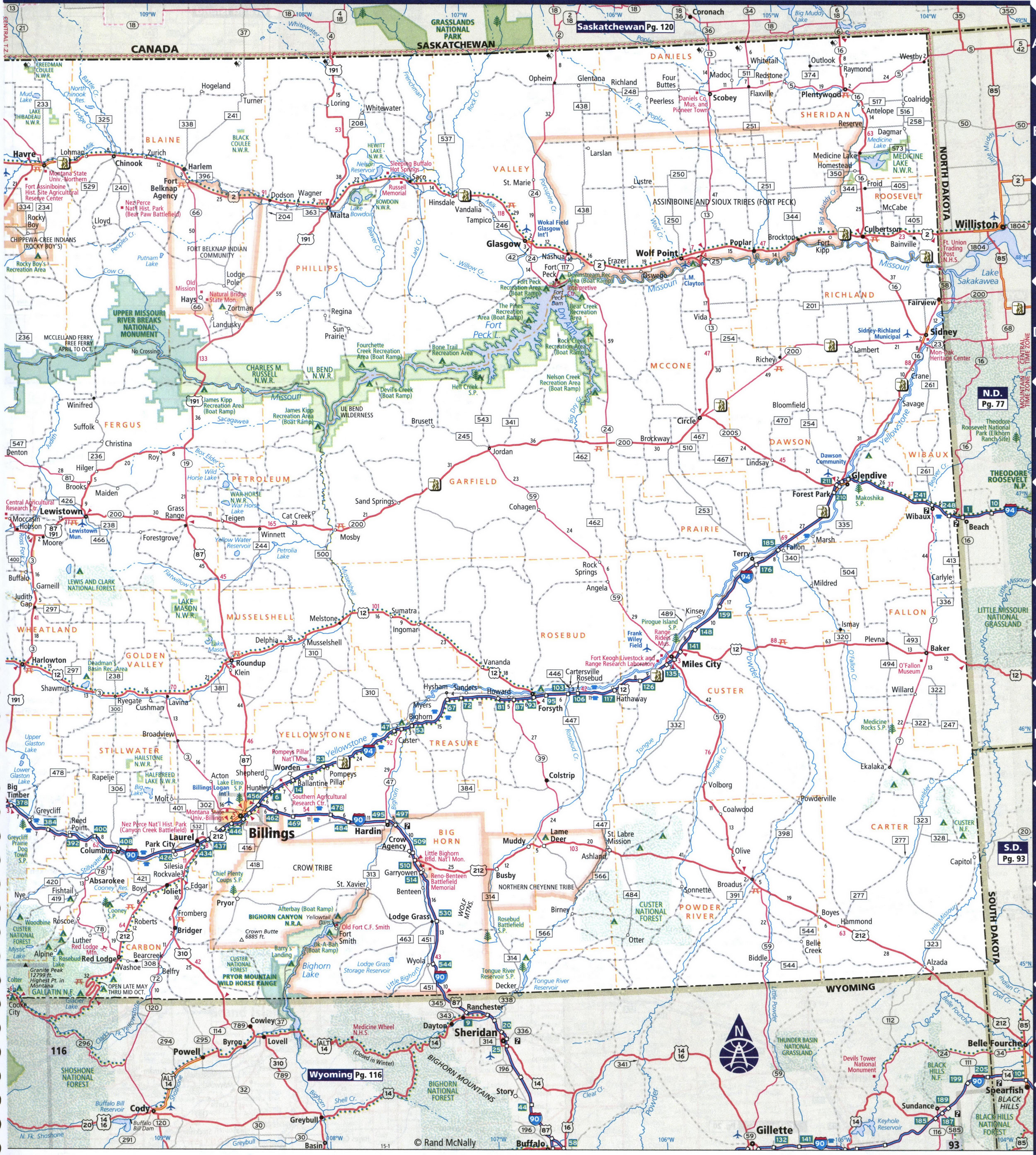 Map of eastern Montana