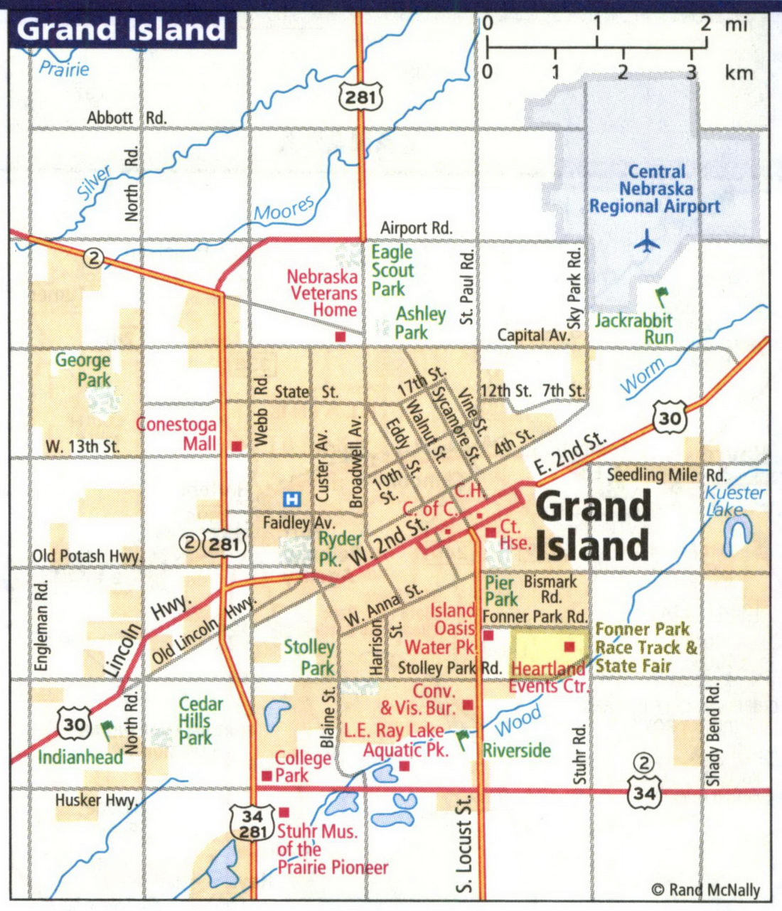 Map of Grand Island city