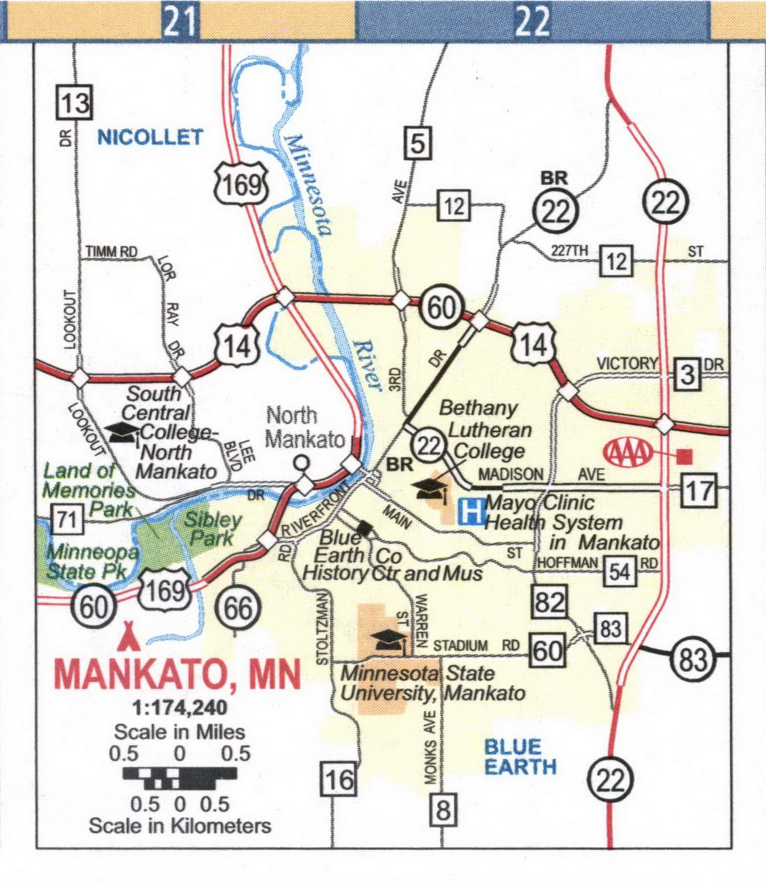 Map of Mankato