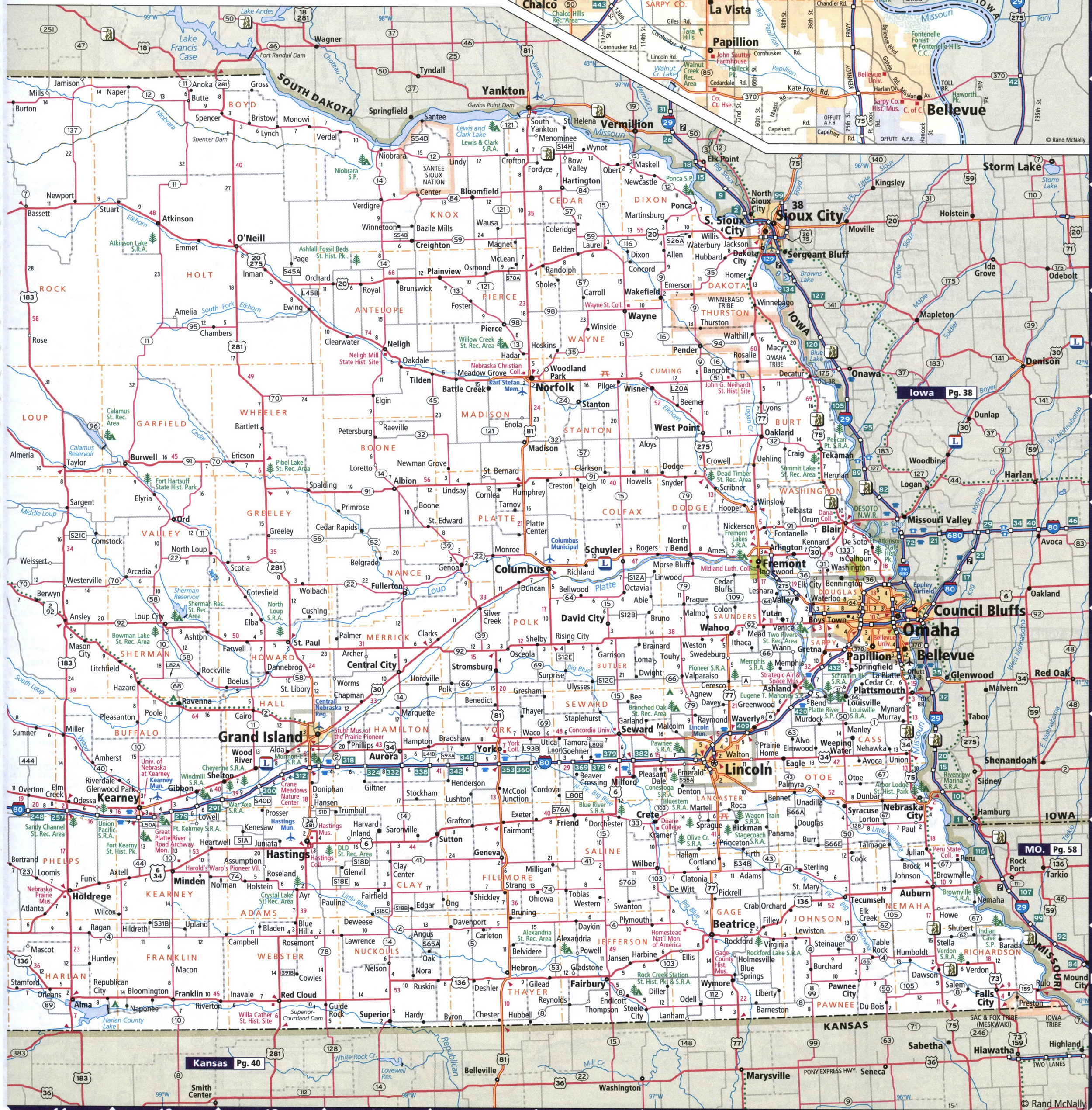 Map of eastern Nebraska