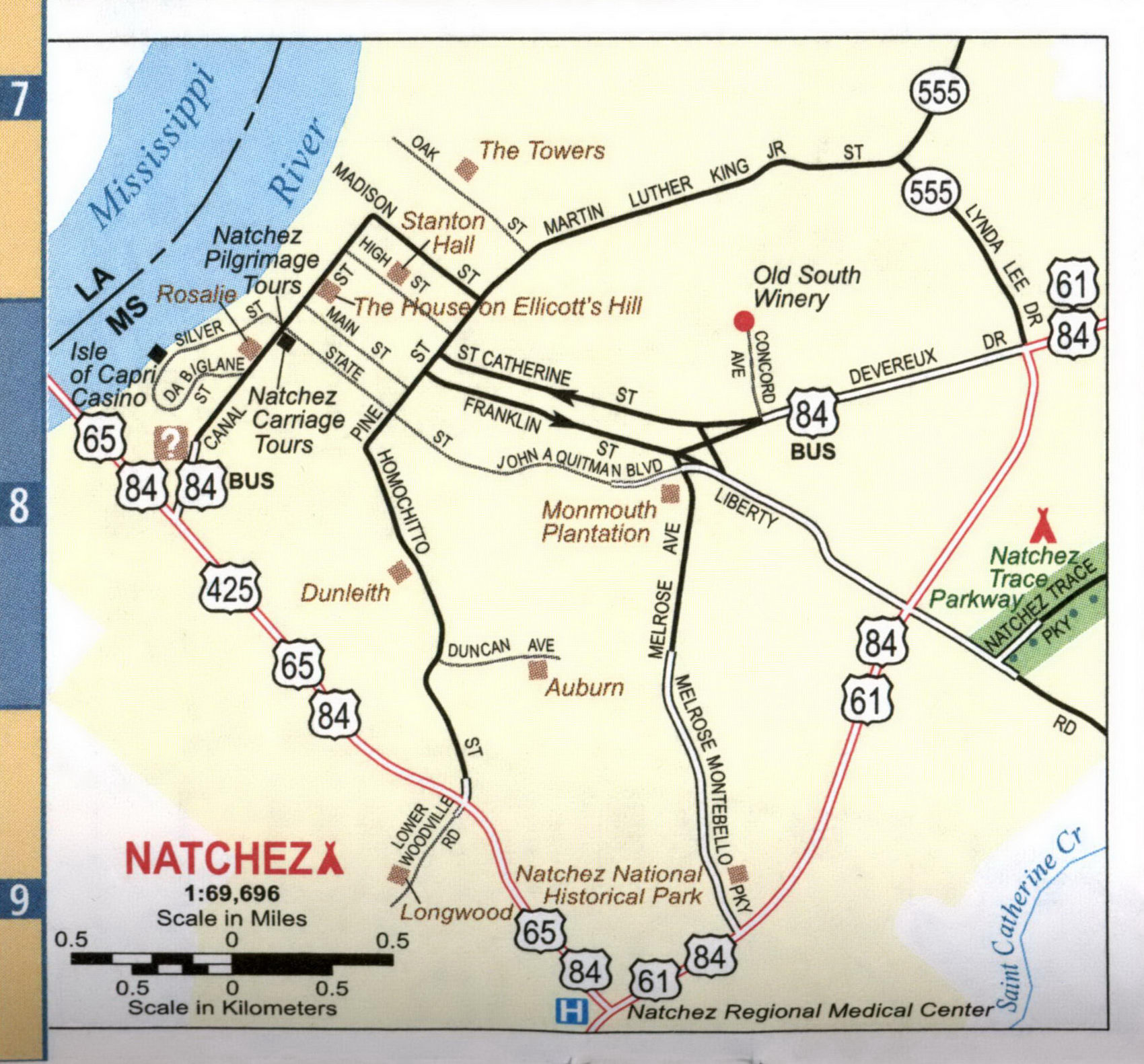 Map of Natchez