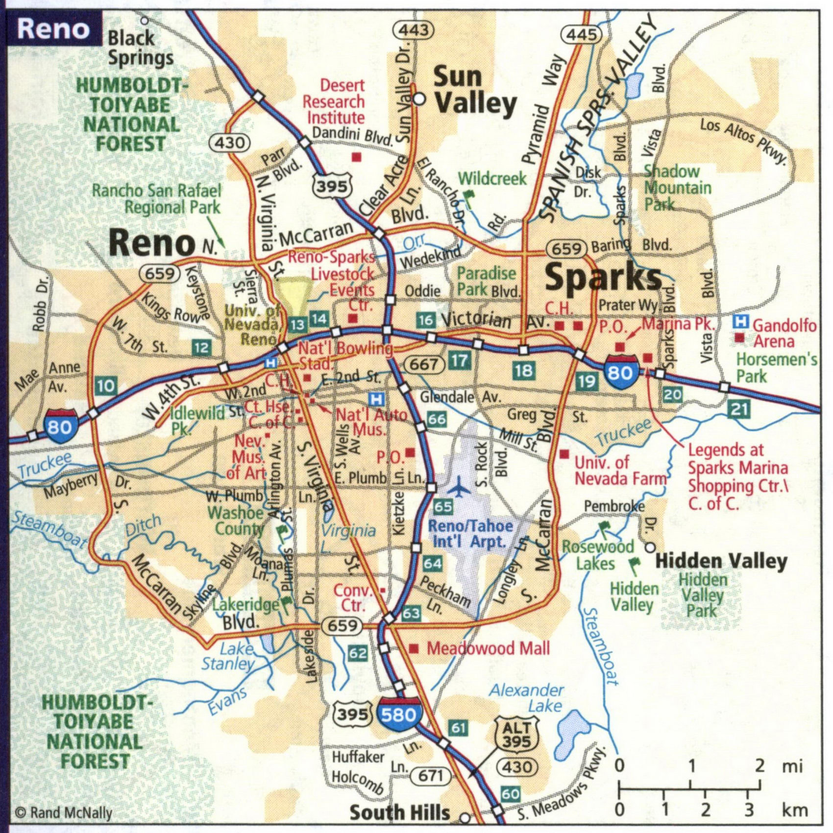 Map of Reno city