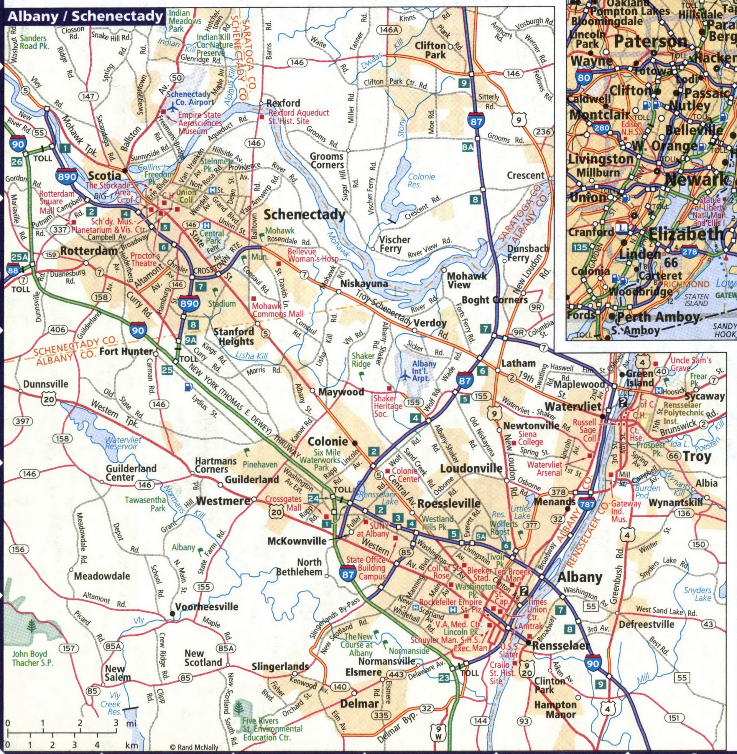Map of Albany and Schenectady