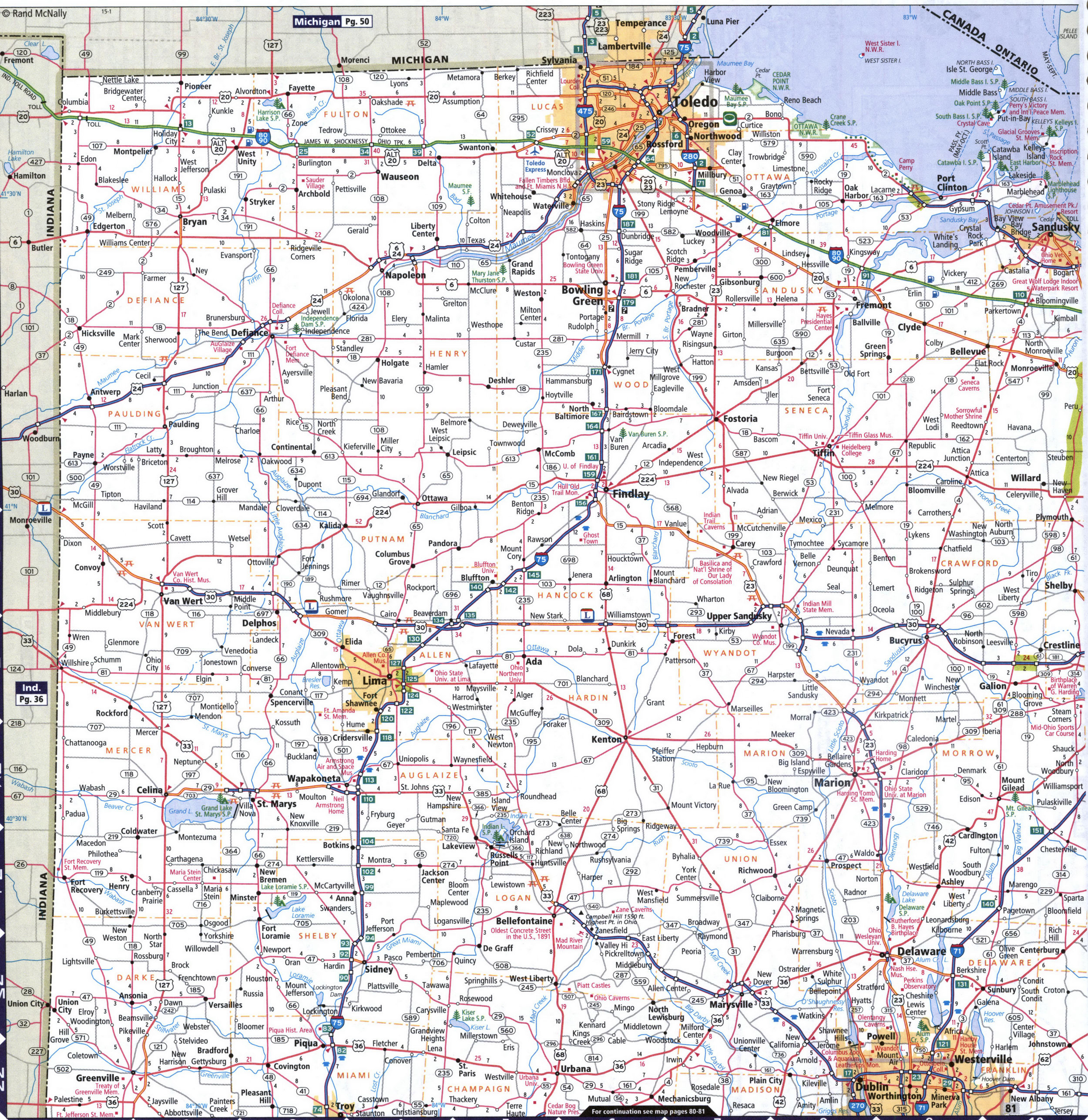 Map of northern western Ohio