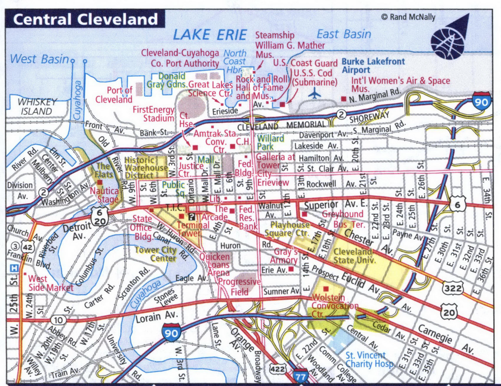 Map of Central Cleveland city