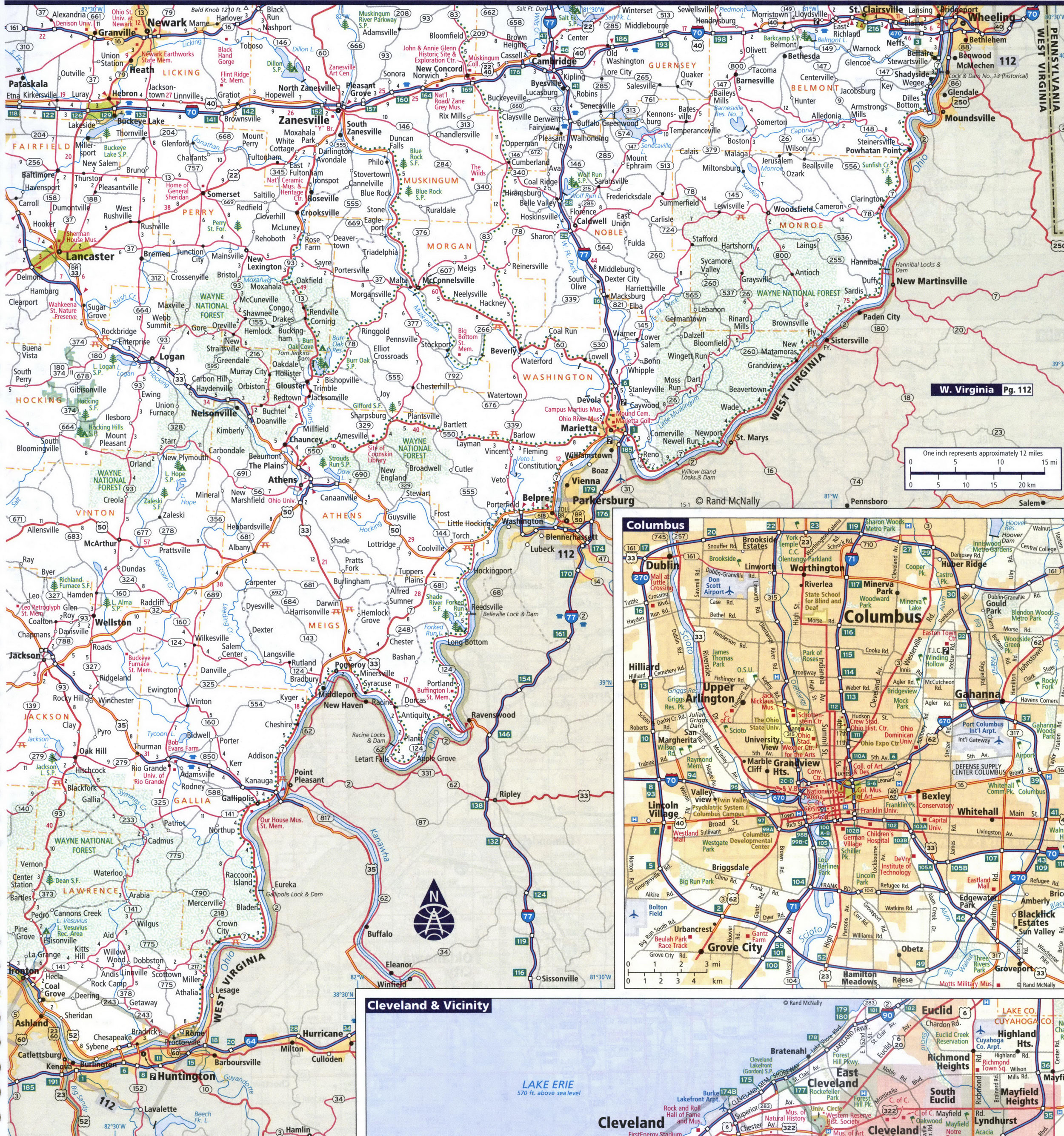 Map of southern eastern Ohio