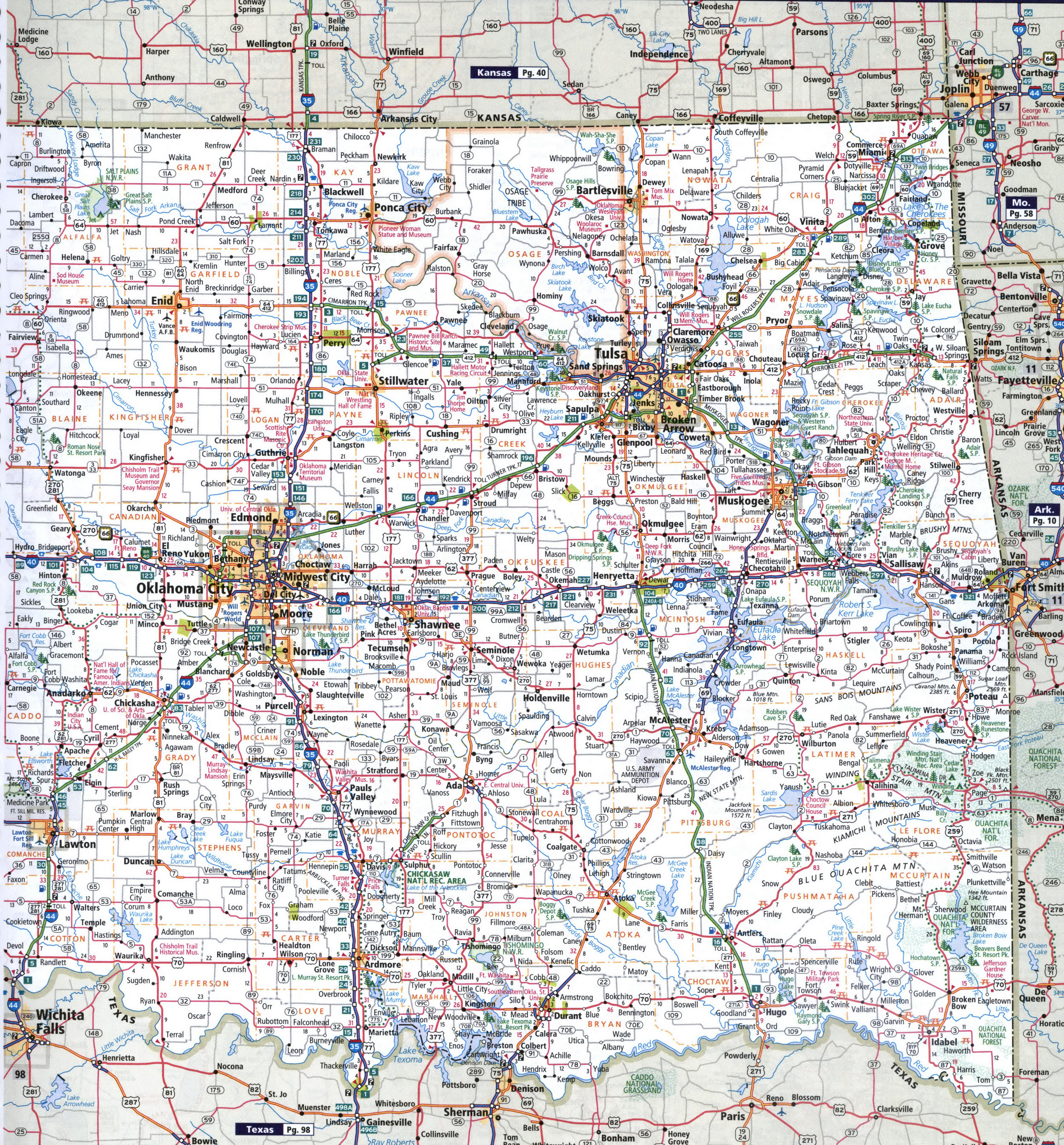 Map of eastern Oklahoma
