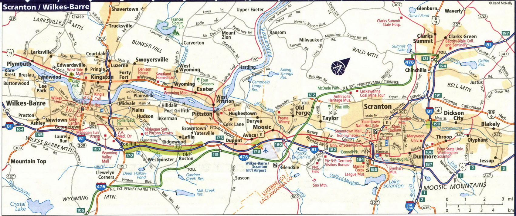 Map of Scranton and Wilkes-Barre