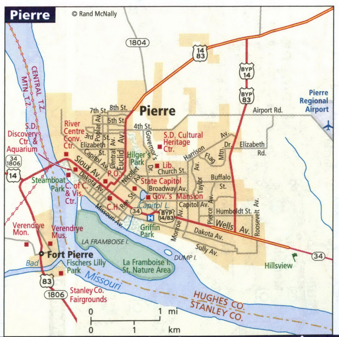Map of Pierre