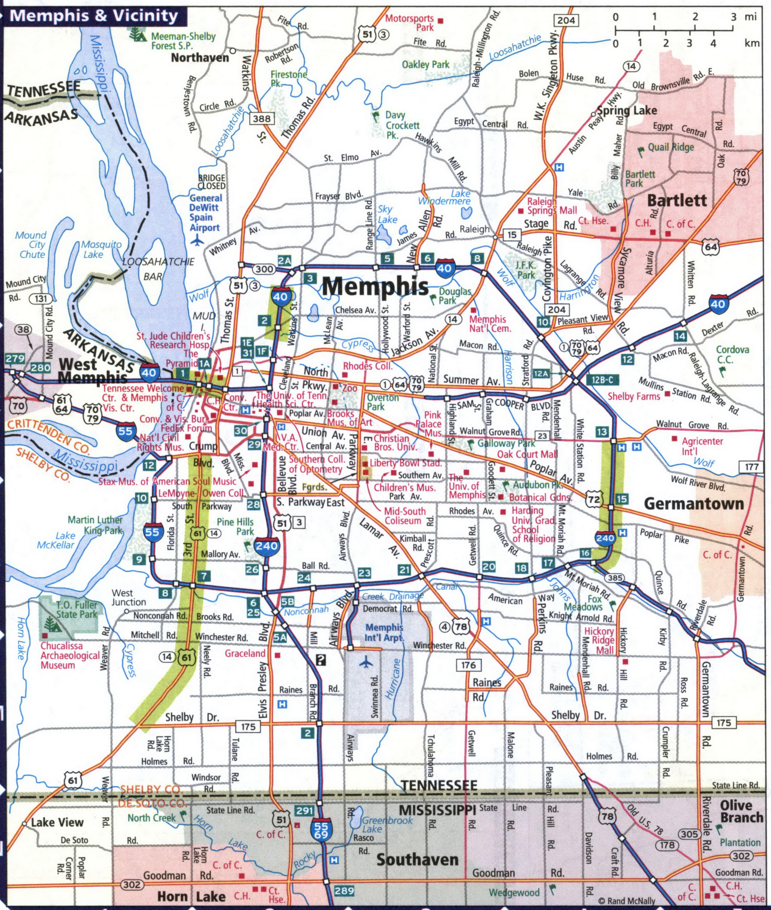 Map of Memphis area