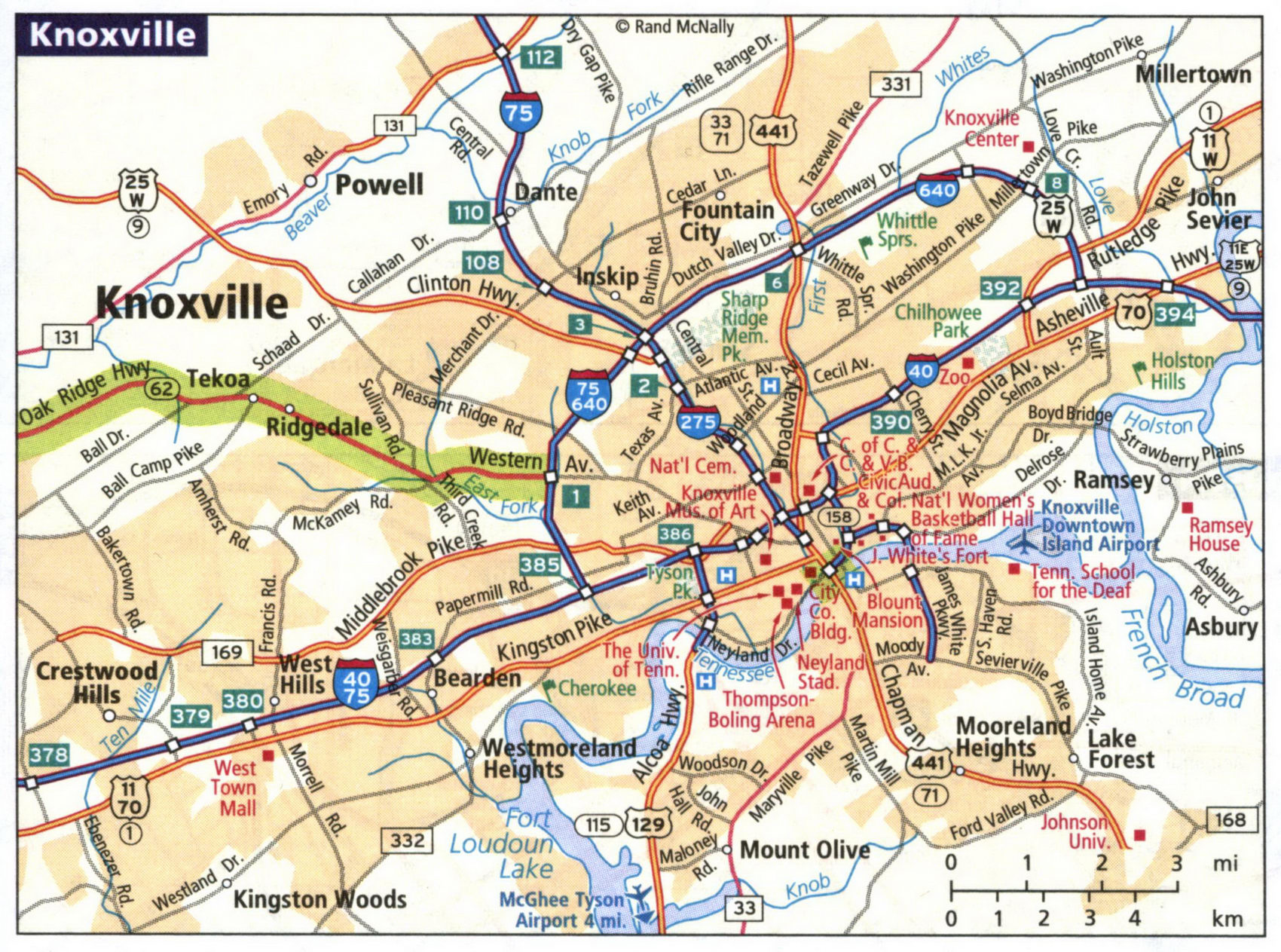 Map of Knoxville