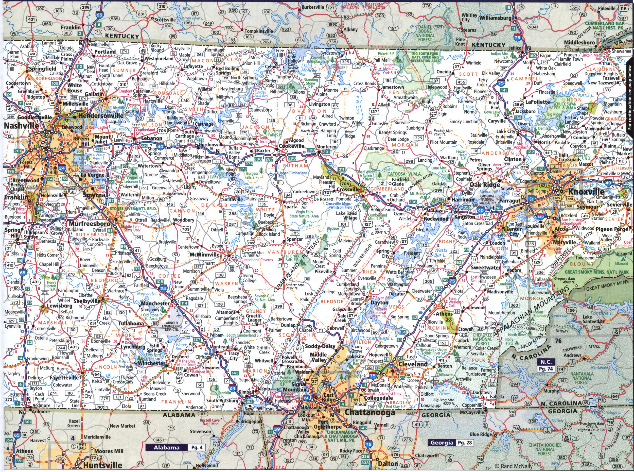 Map of central Tennessee