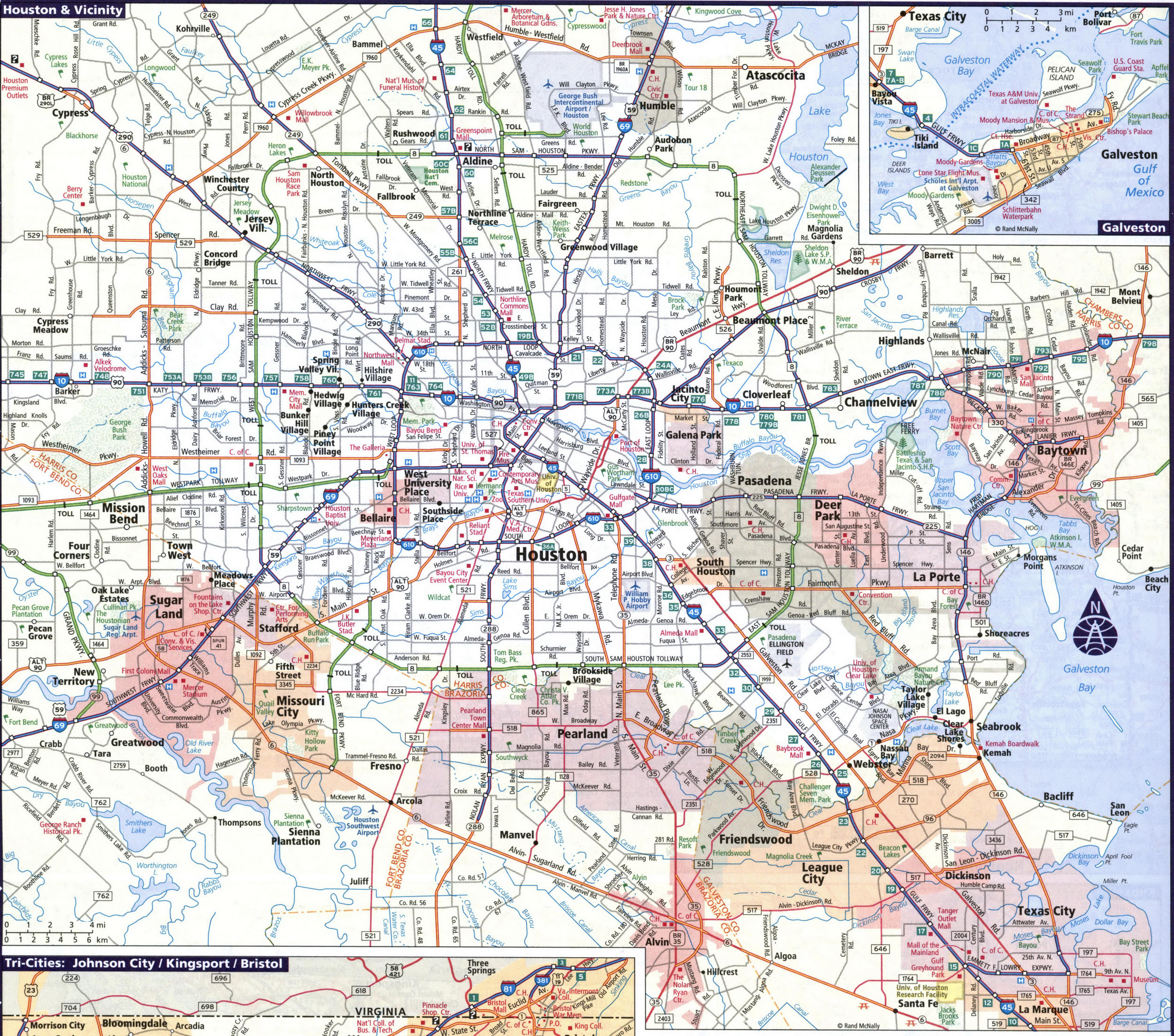 Map of Houston city area