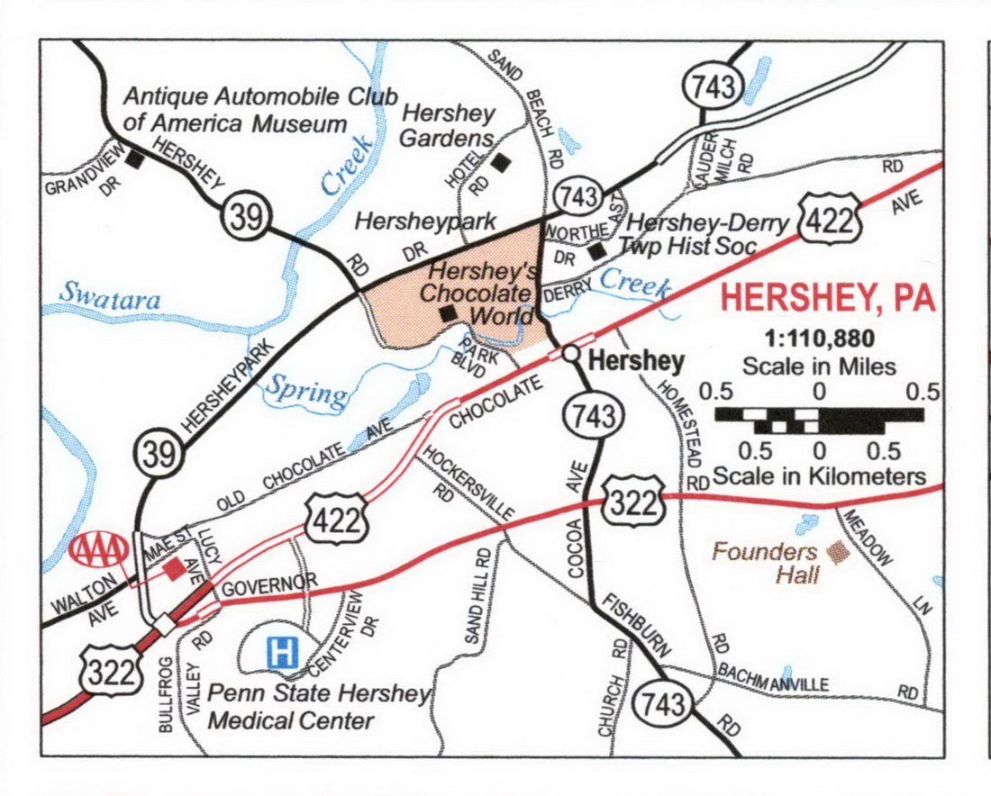 Map of Hershey, PA