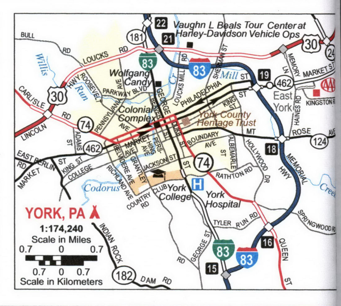 Map of York, PA