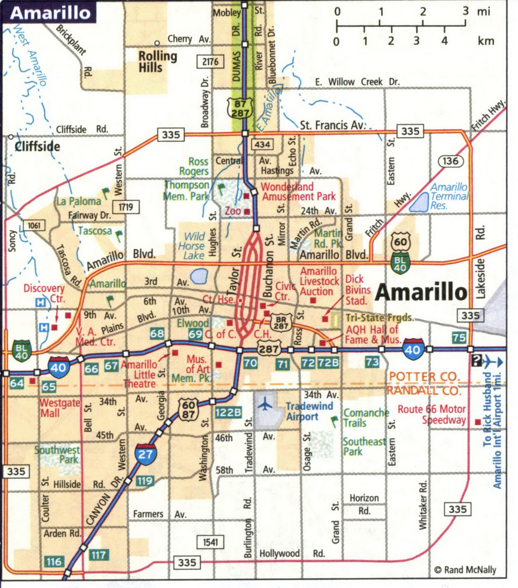 Detailed maps cities TX Abilene, Amarillo, Austin, Beaumont, Corpus ...