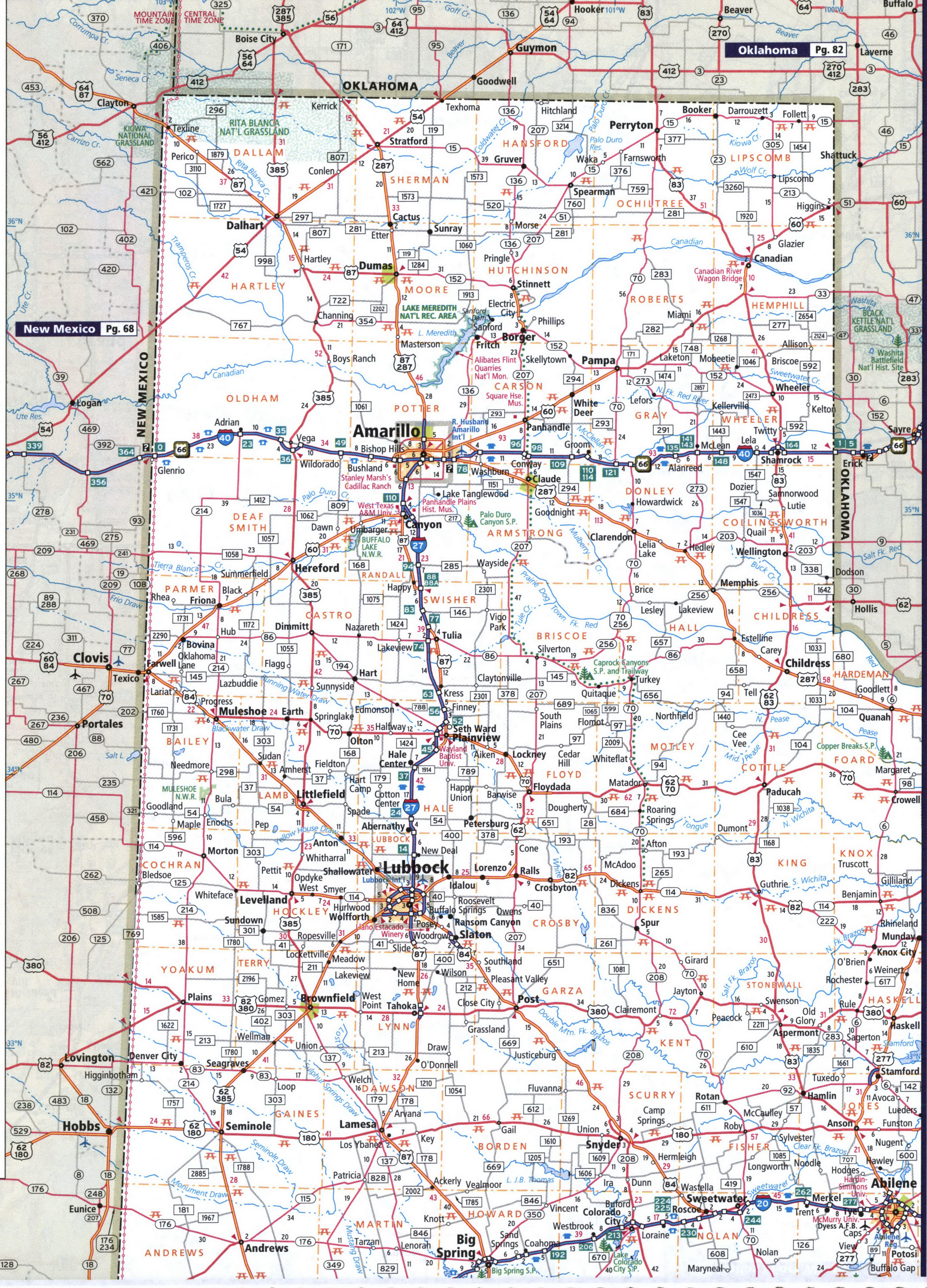 Map of northern western Texas