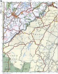 Map of Garrett County MD and Grant County WV, Tucker County WV