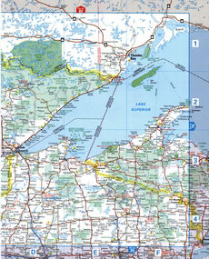 Detailed map of the north part of Minnesota State, USA.