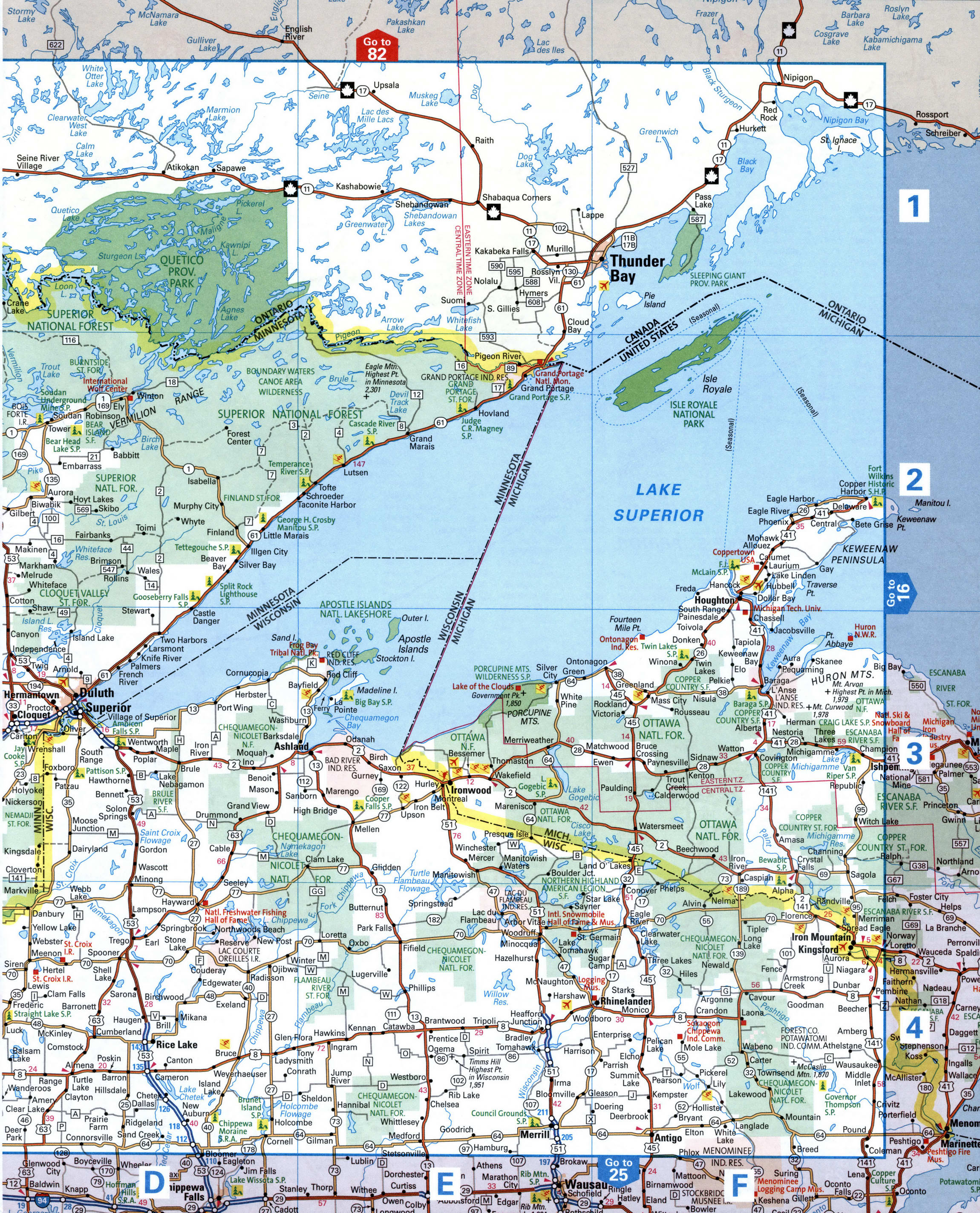  map of north Wisconsin with cities and roads