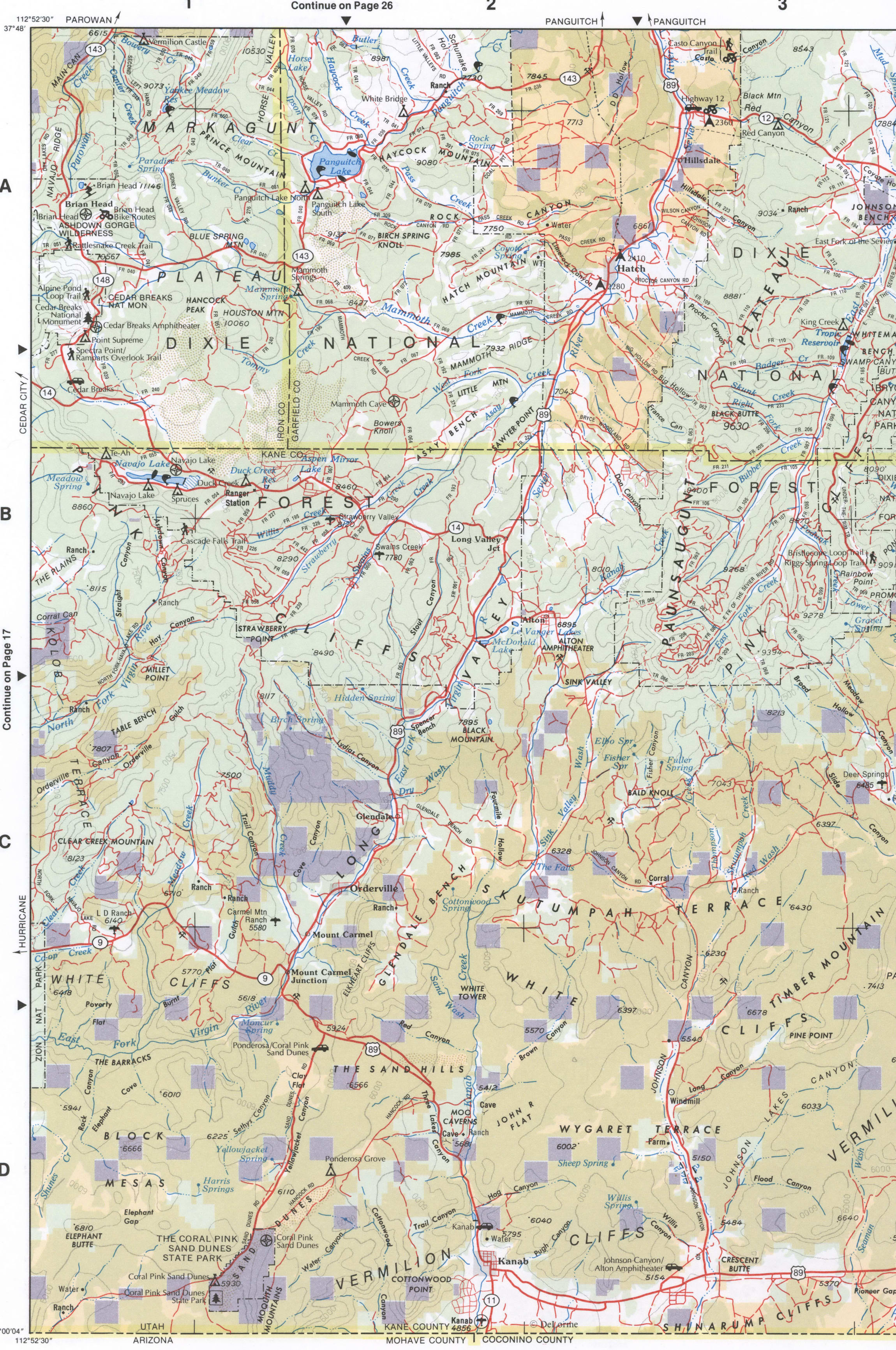 Topographic map of Southwestern Utah - Kane CO