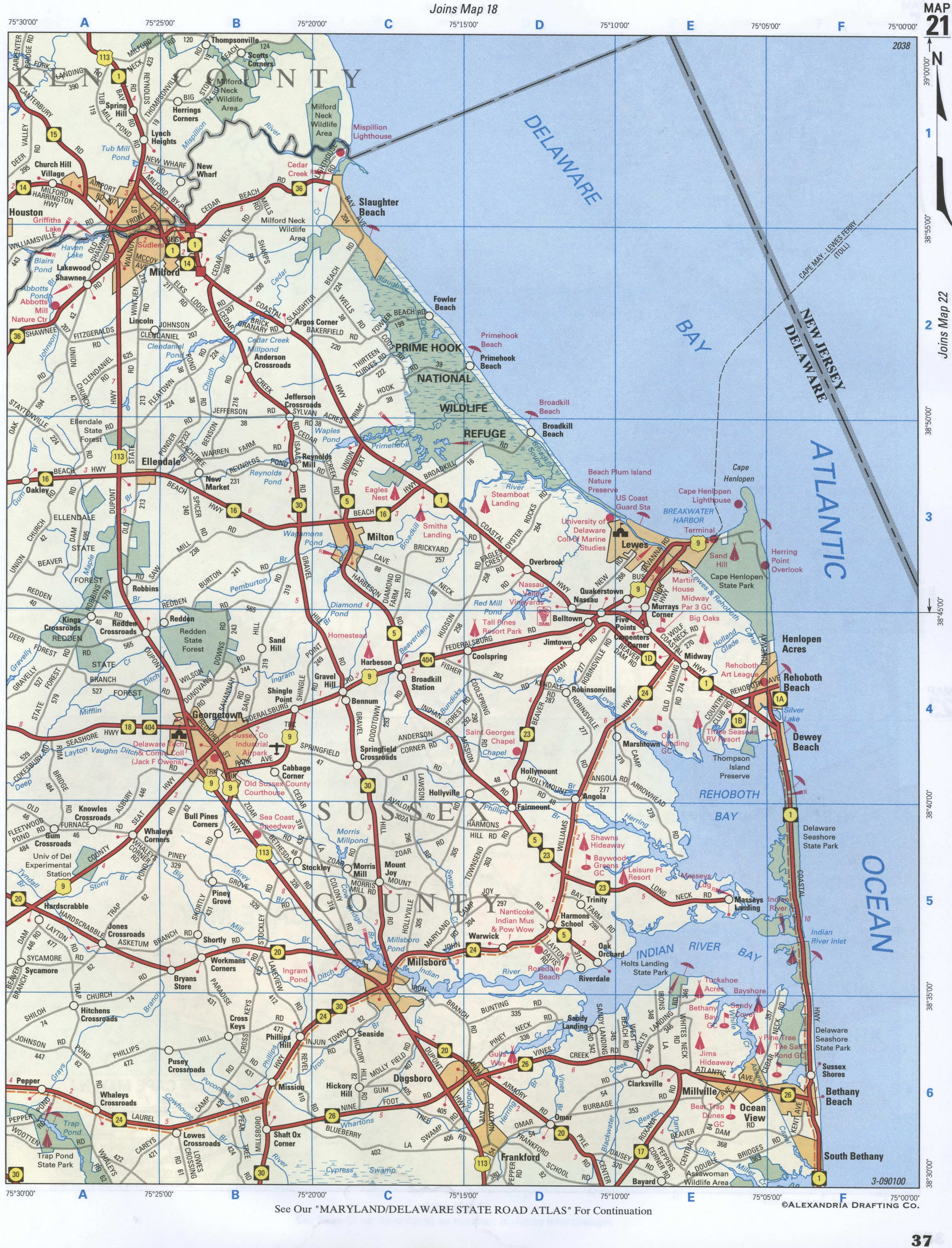 map of Sussex County, Delaware