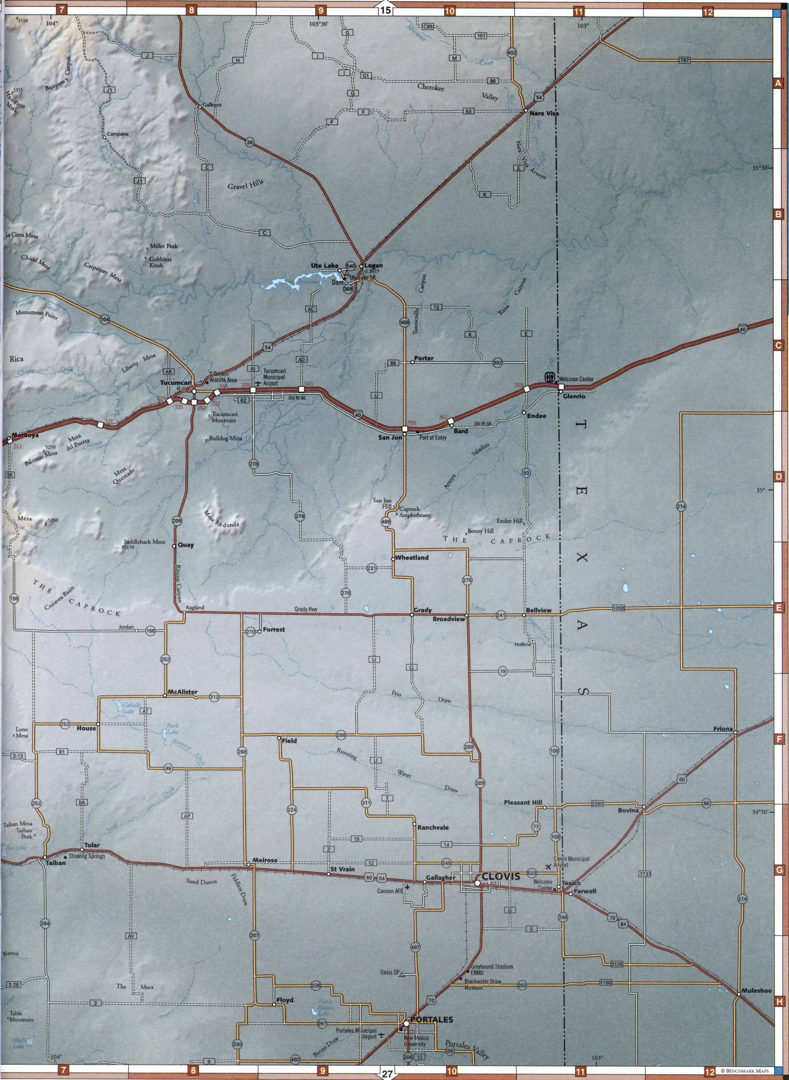landscape map of Quay County