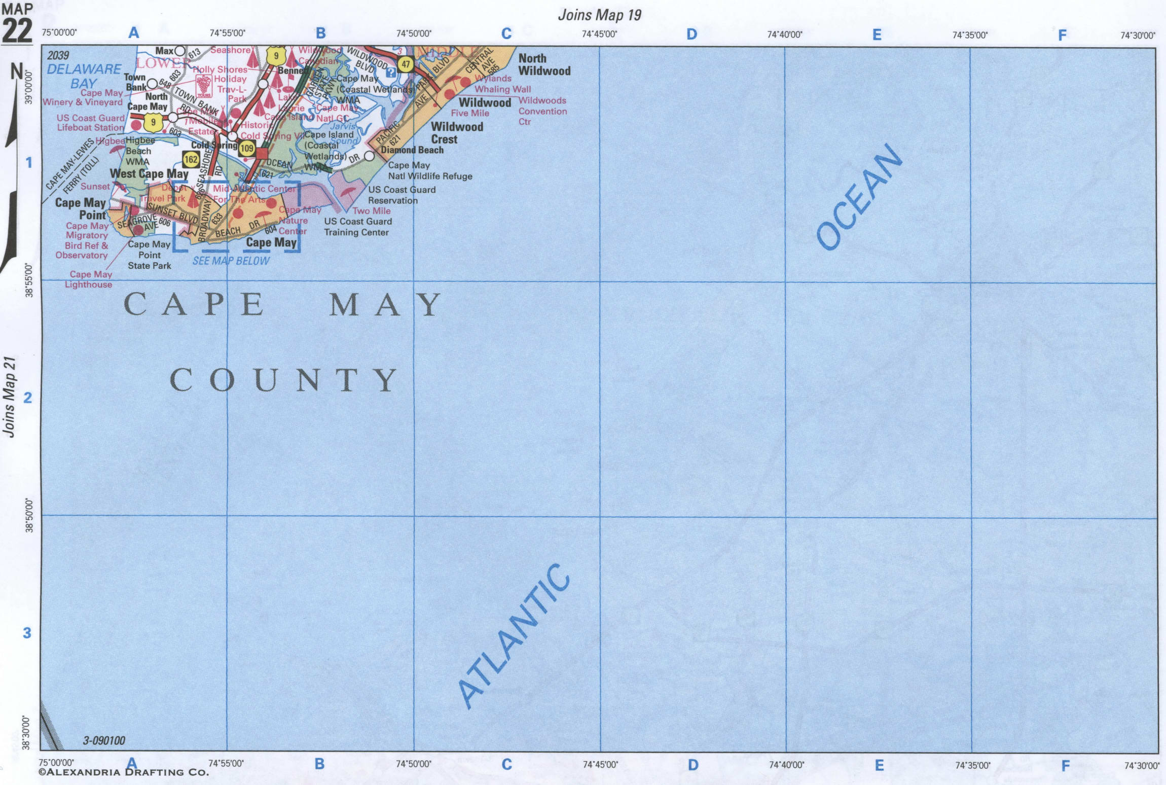 map of Cape May County, NJ