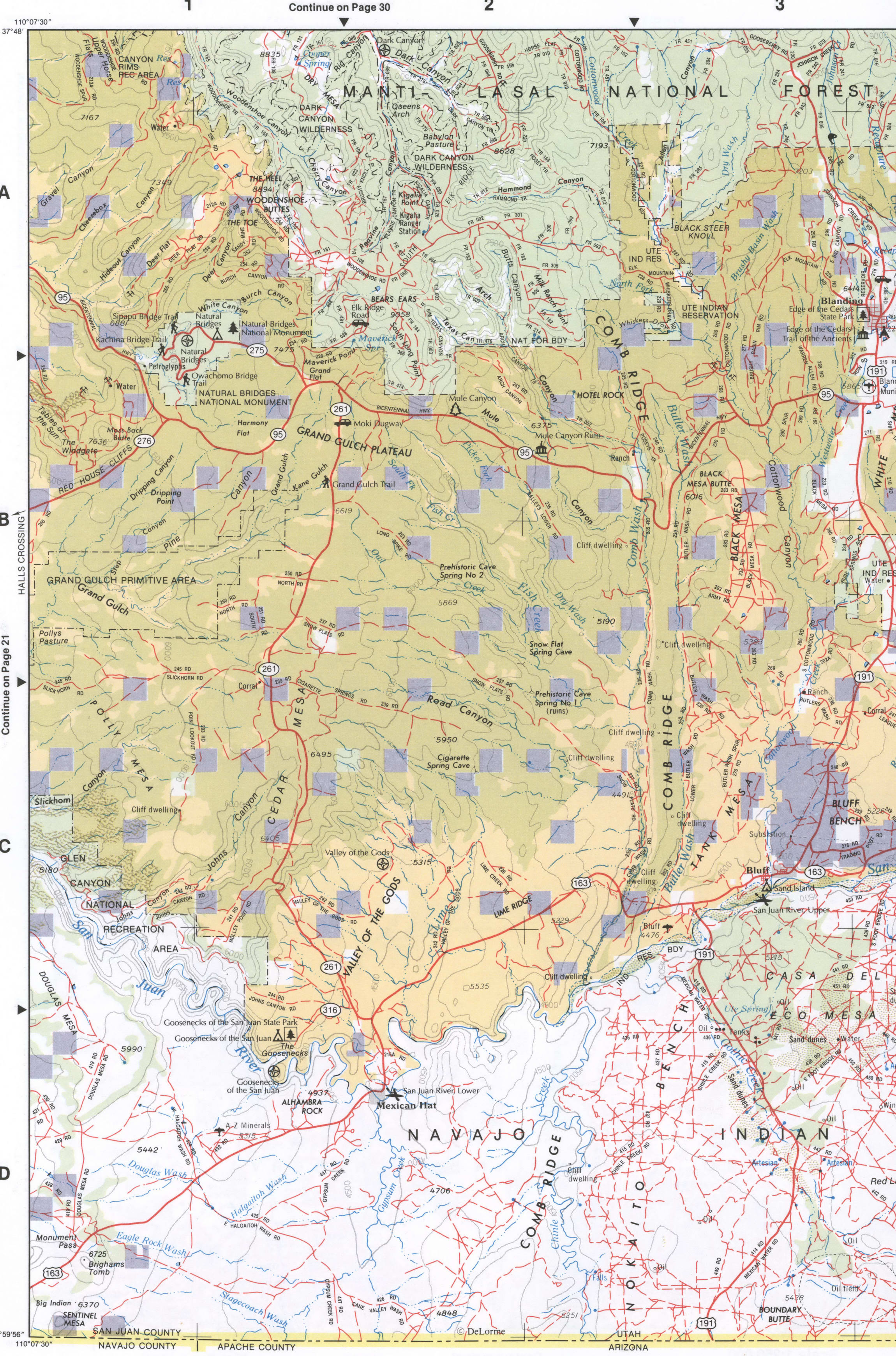 Topographic map of Southeast Utah - San Juan CO 