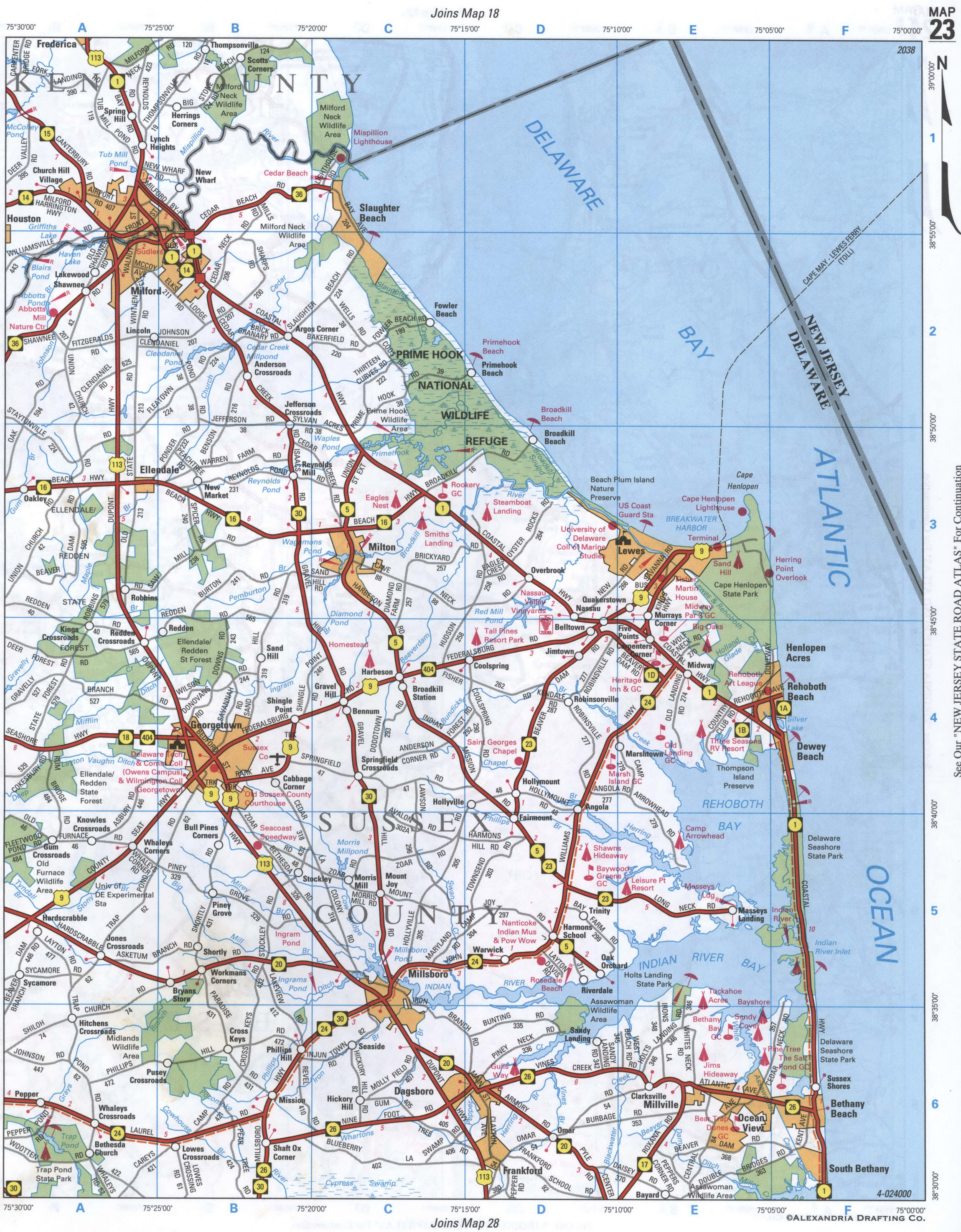 map of Sussex County DE
