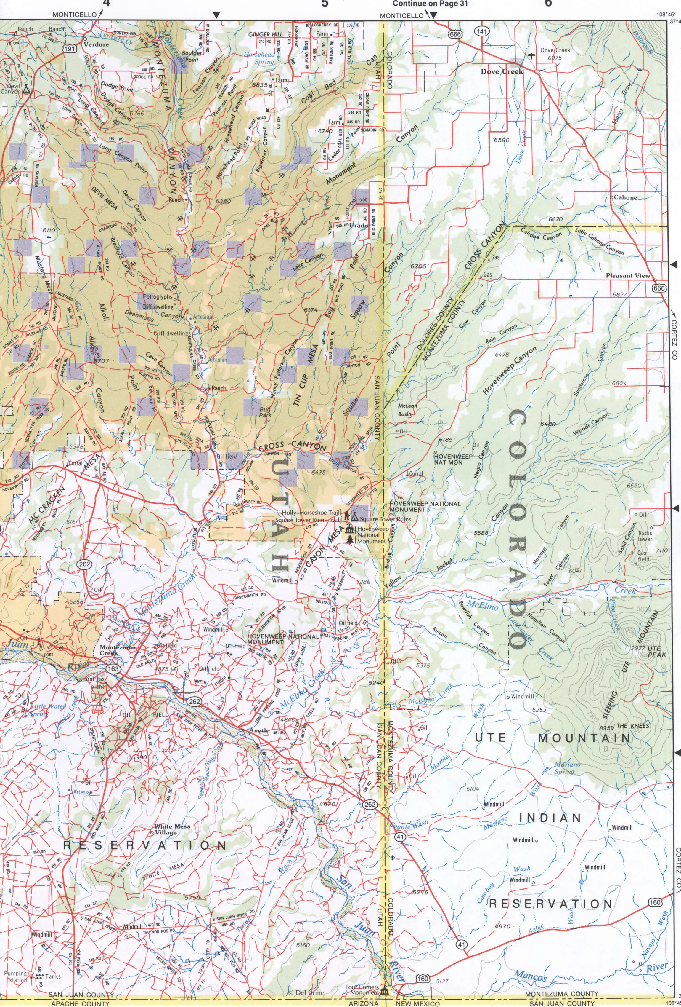 Topographic map of Southeast Utah - San Juan CO 