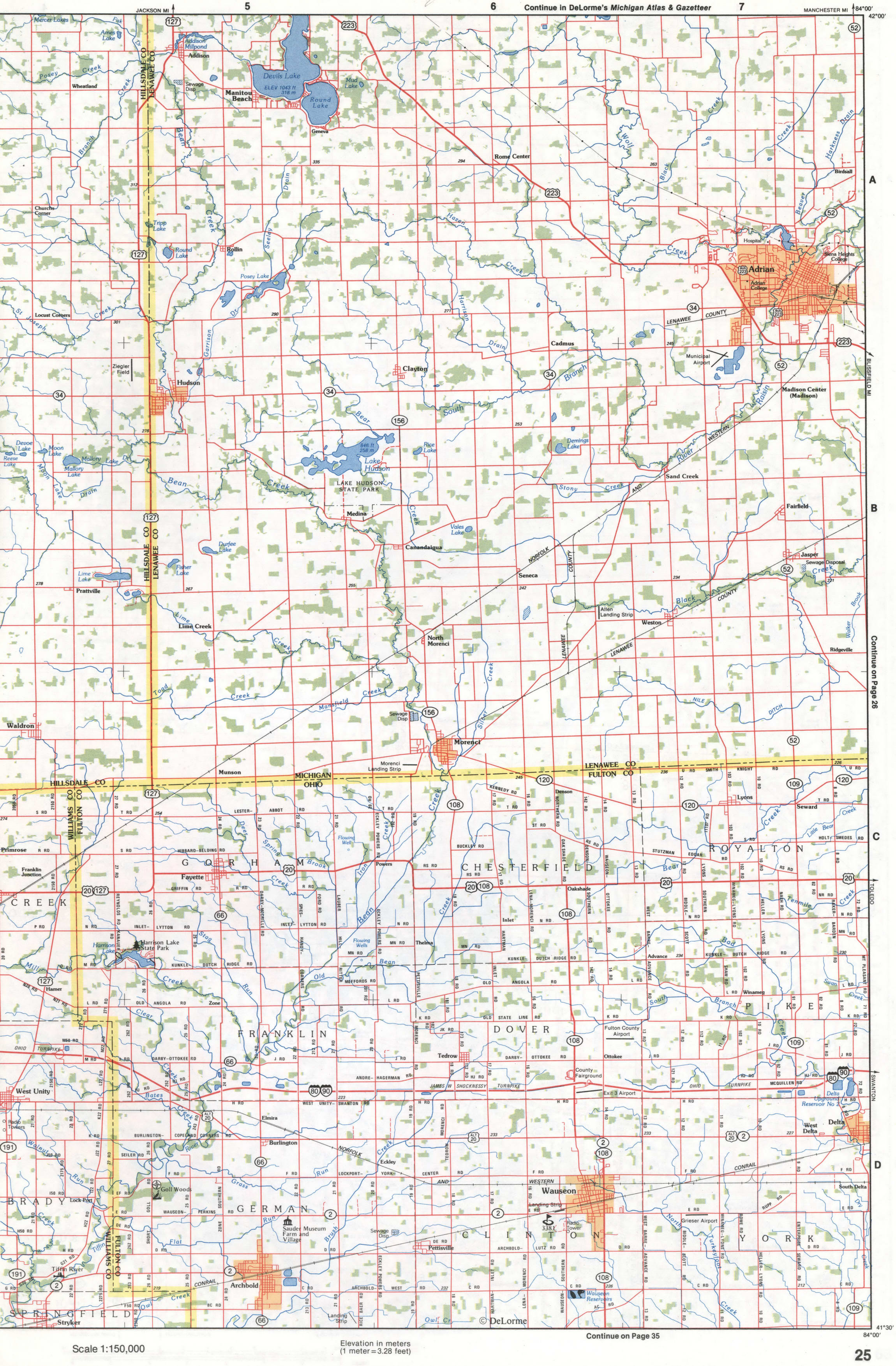 Map of Northwestern Ohio - Fulton OH and Lenawee MI