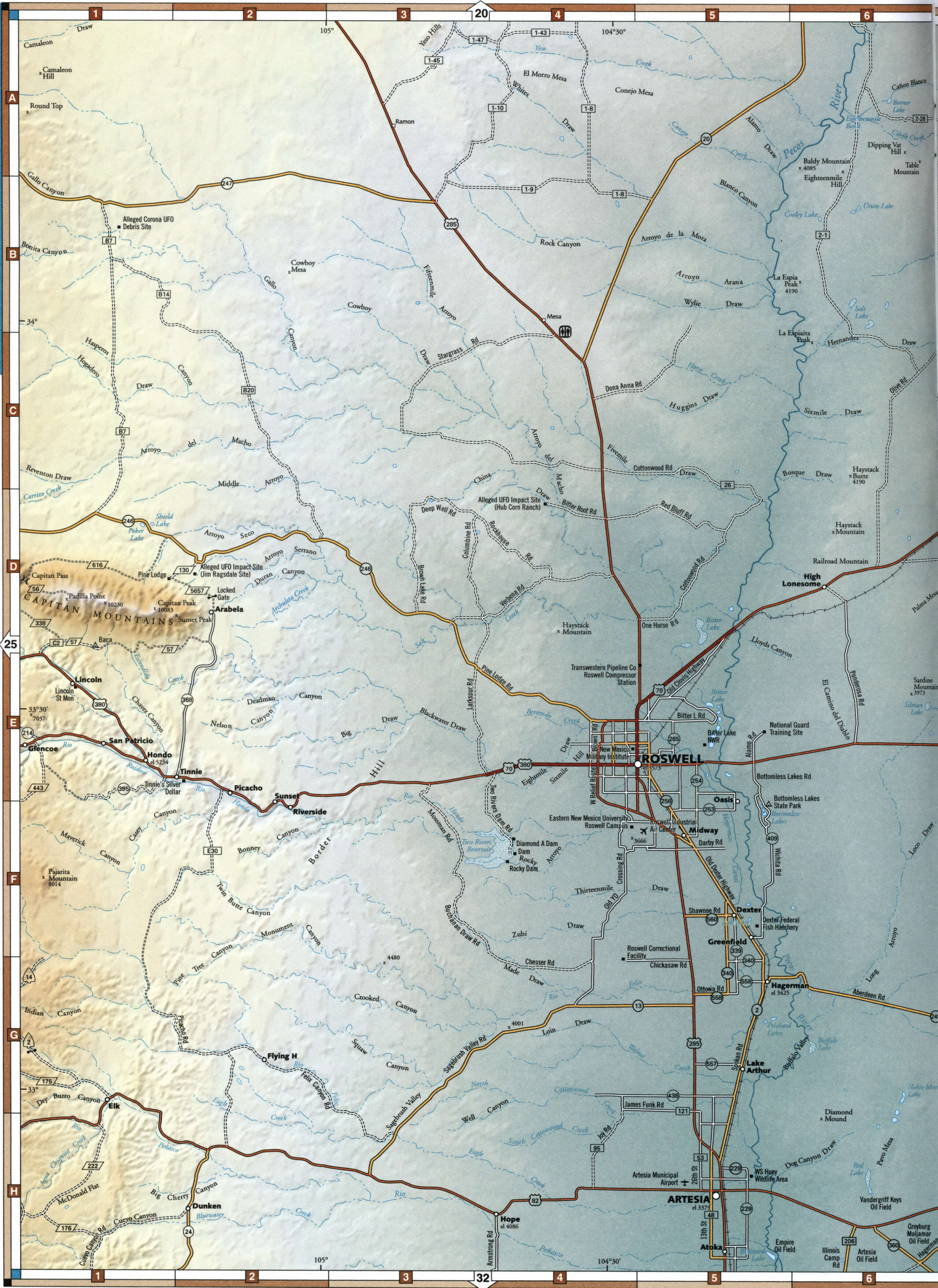landscape map of De Baca County