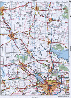 map of Oswego and Onondaga Counties (New York state, USA)