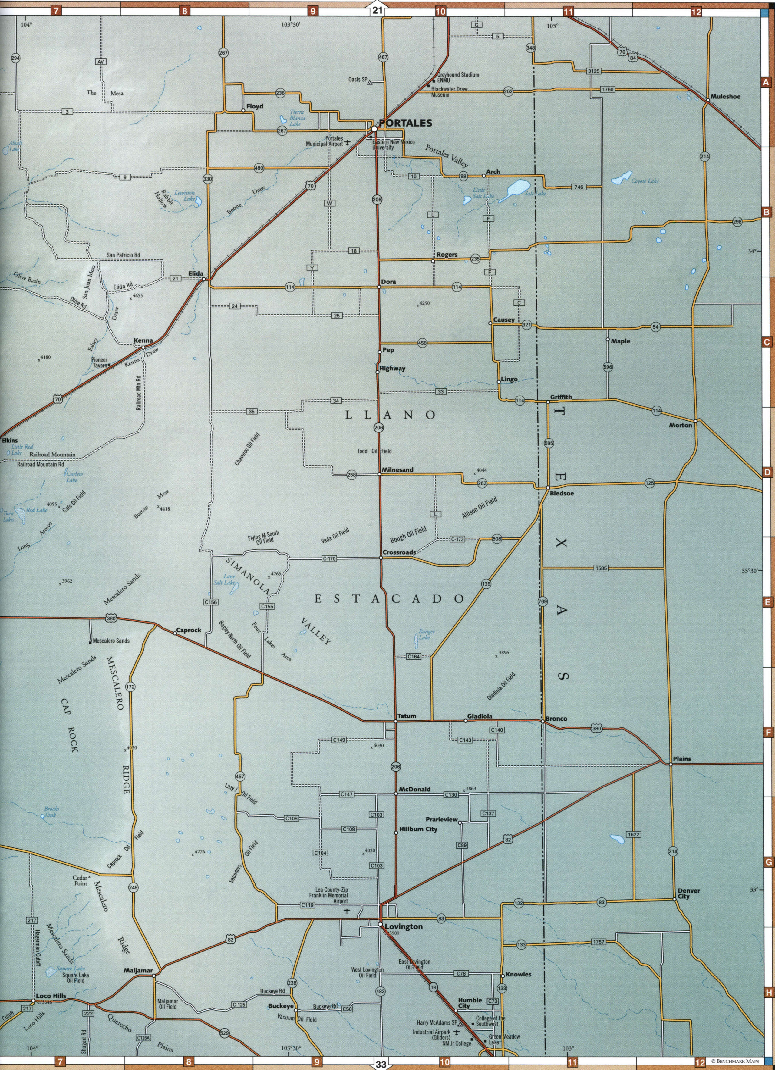 landscape map of Roosevelt County