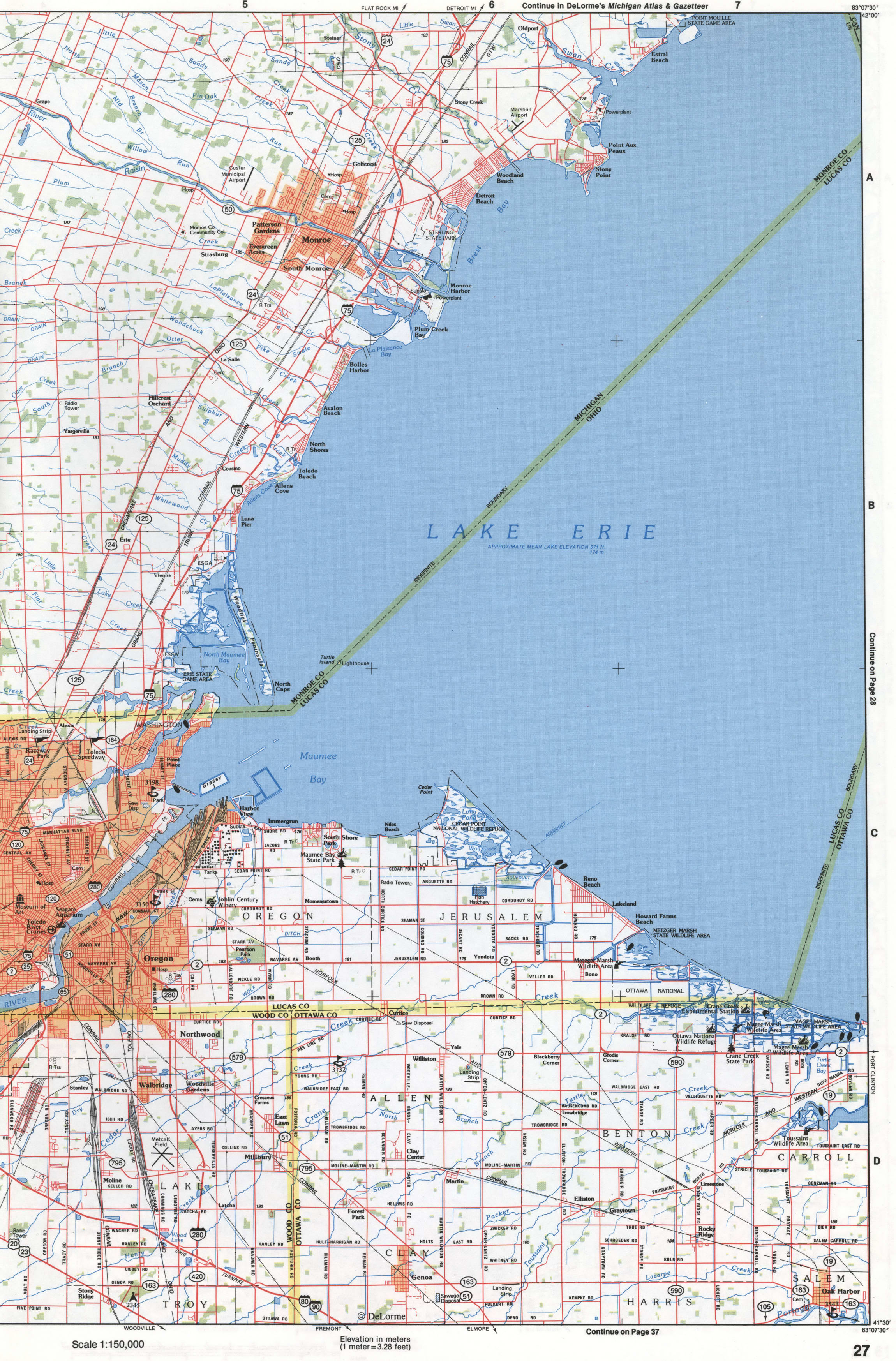Map of Monroe CO, Michigan
