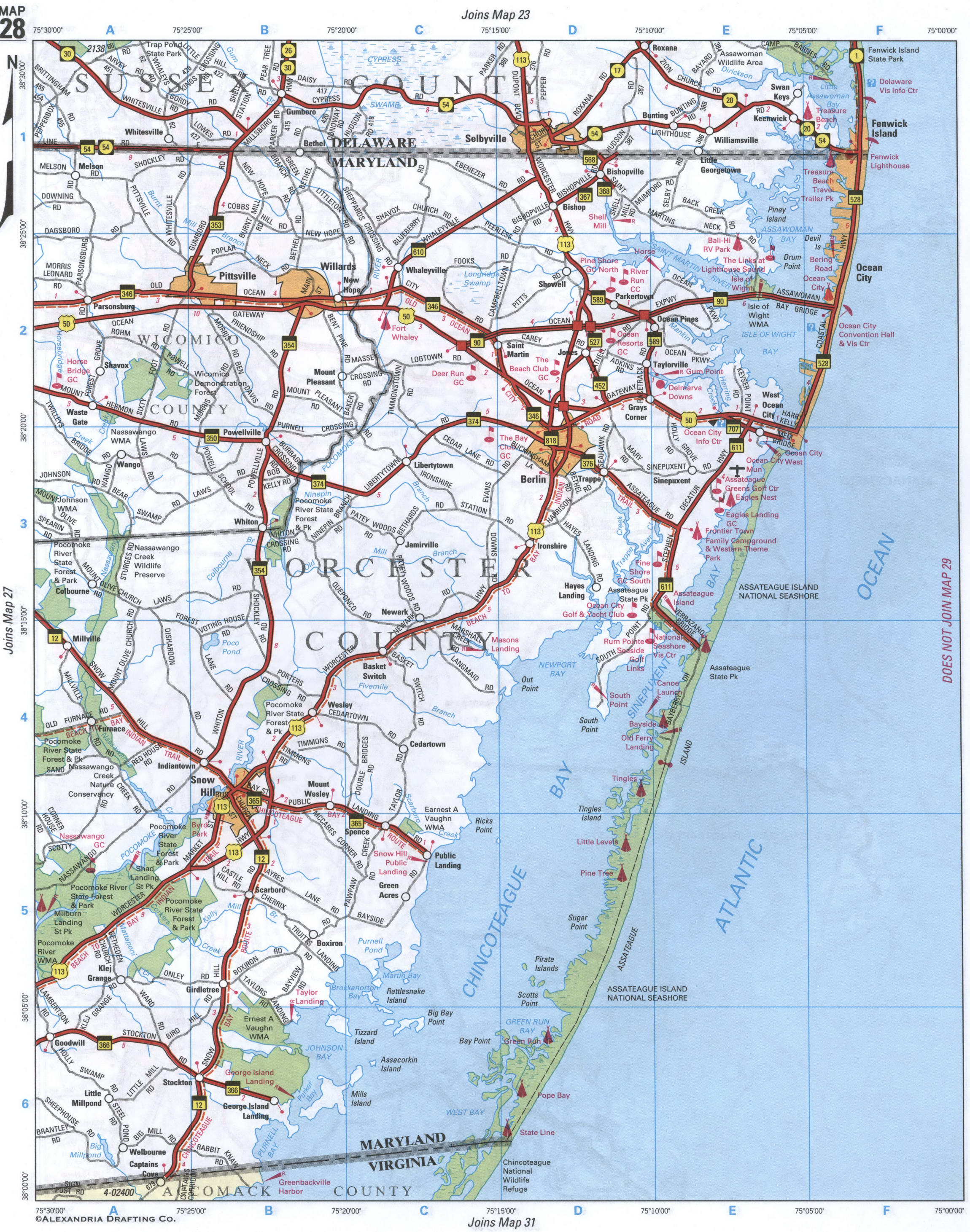 map of Worcester County, Maryland