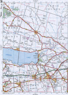 Detailed map of Madison and Oneida Counties (New York state, USA)