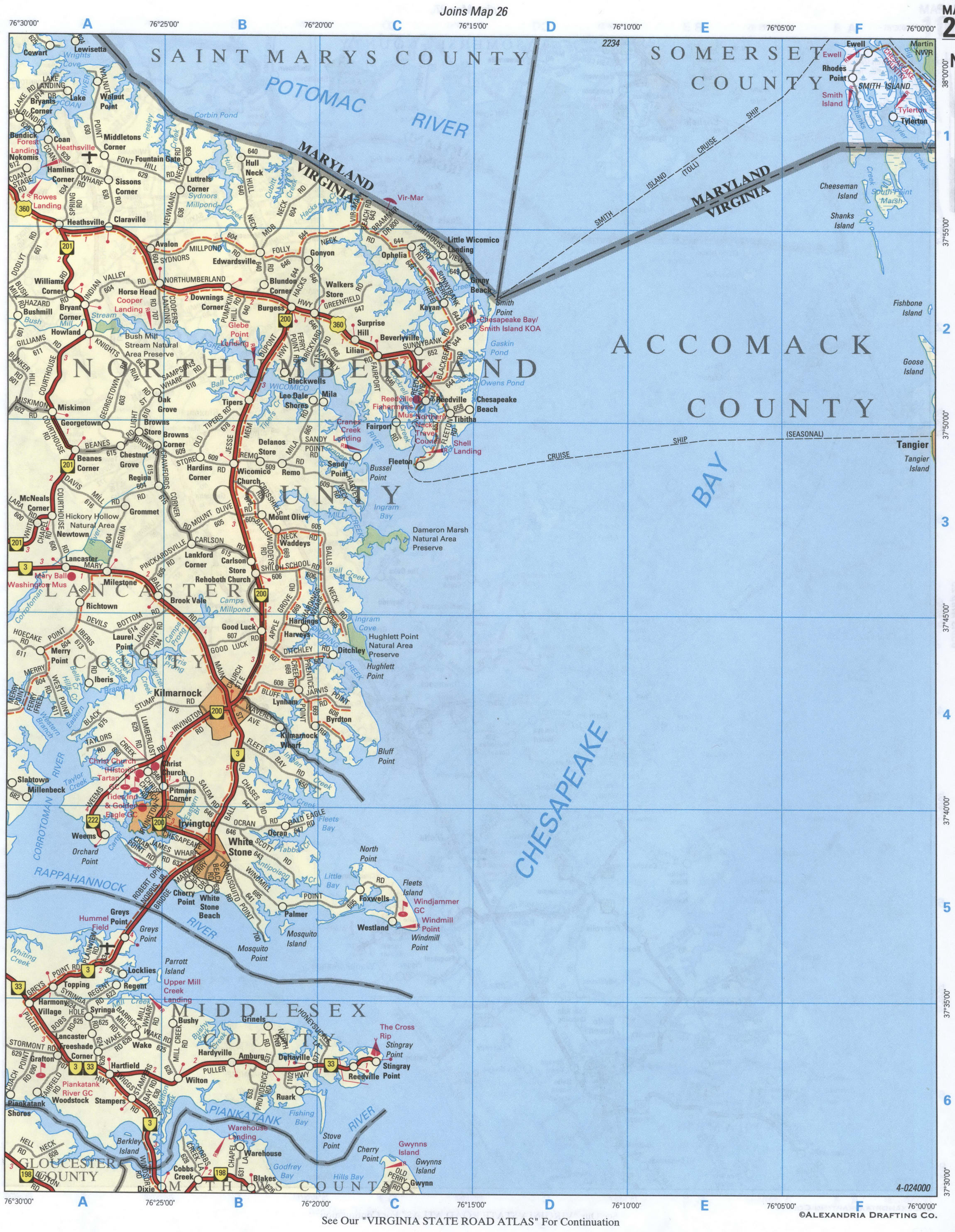 map of Northumberland County, Lancaster County, Middlesex County