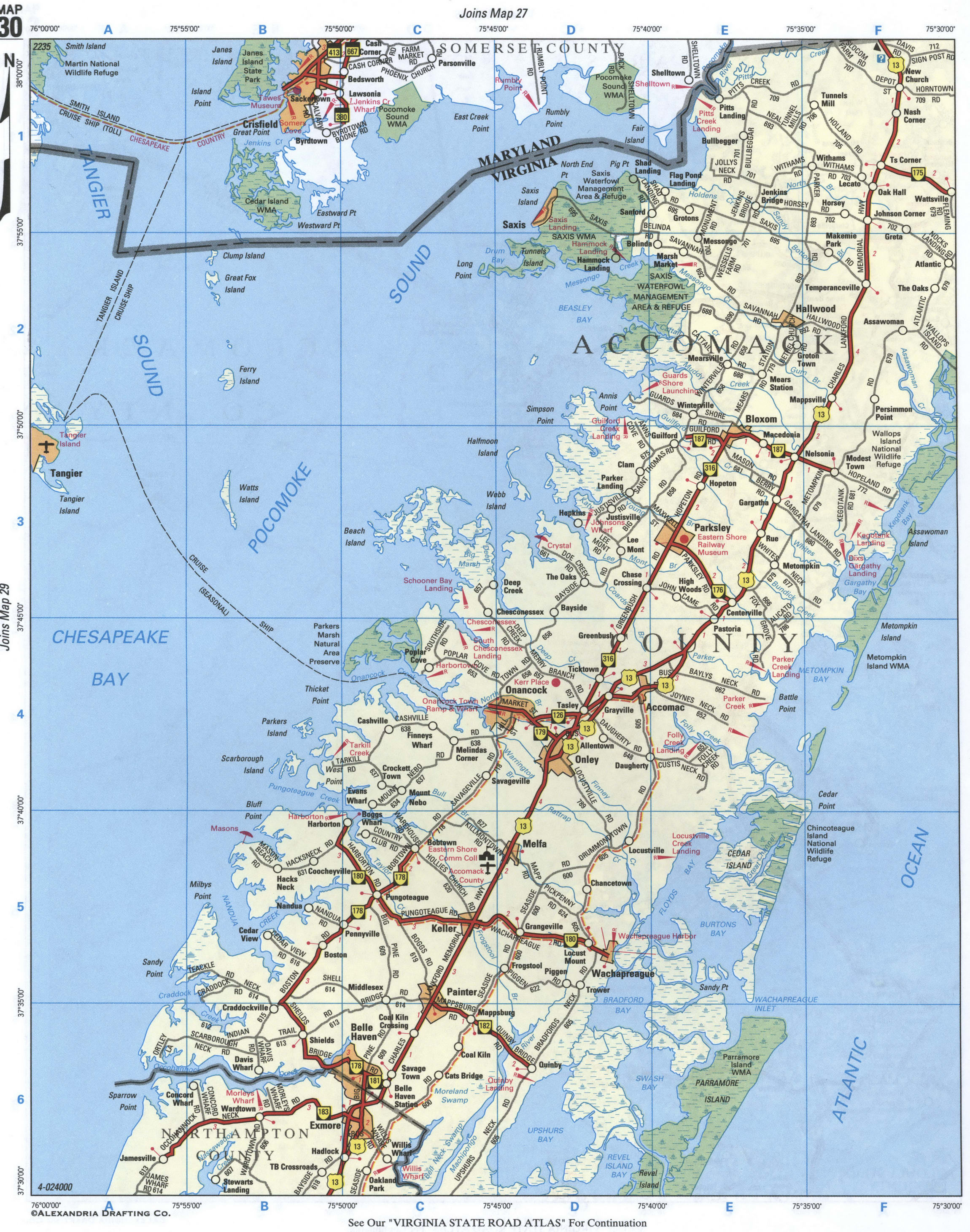 map of Somerset County, Maryland and Accomack