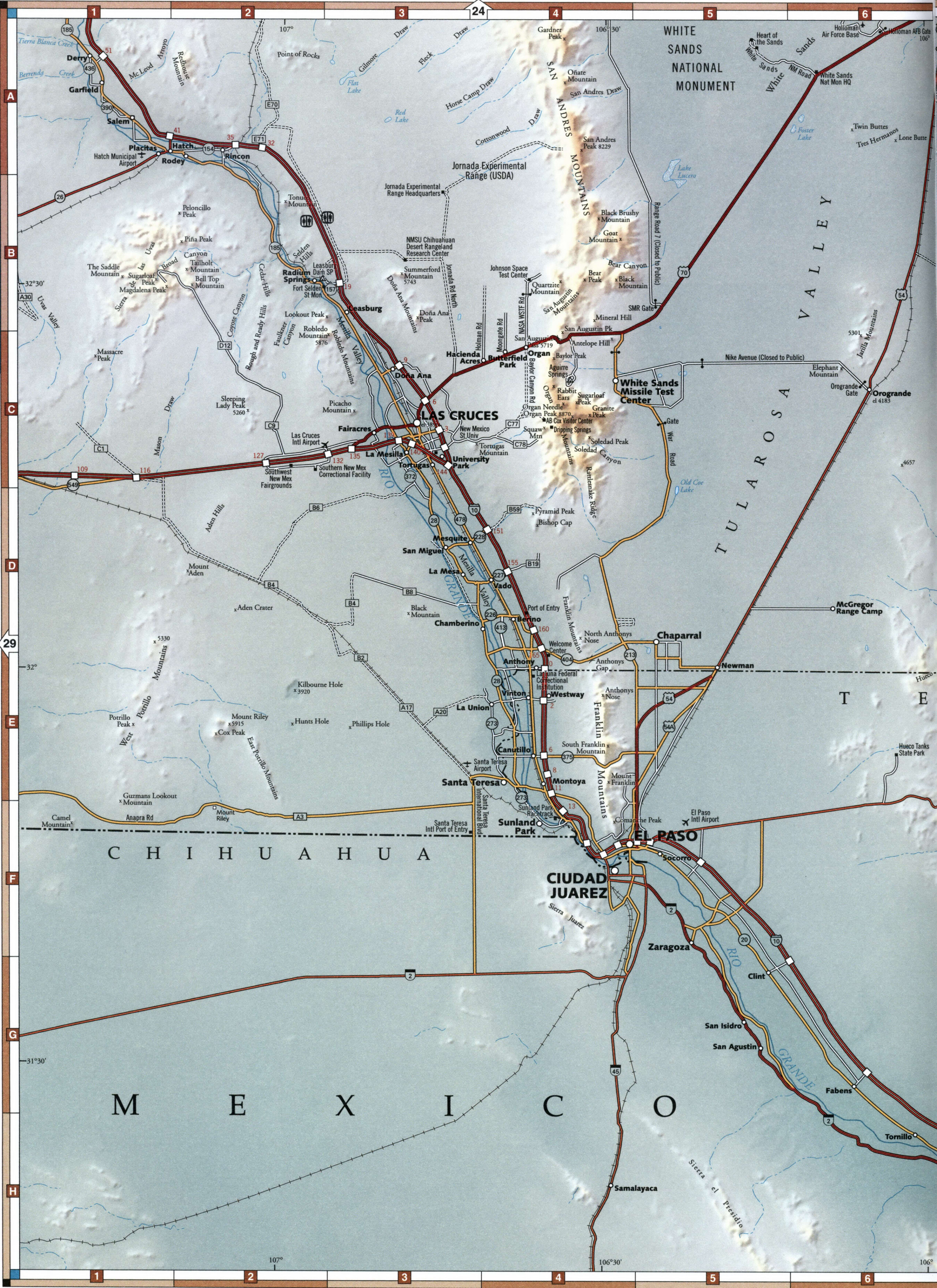 landscape map of Doña Ana County