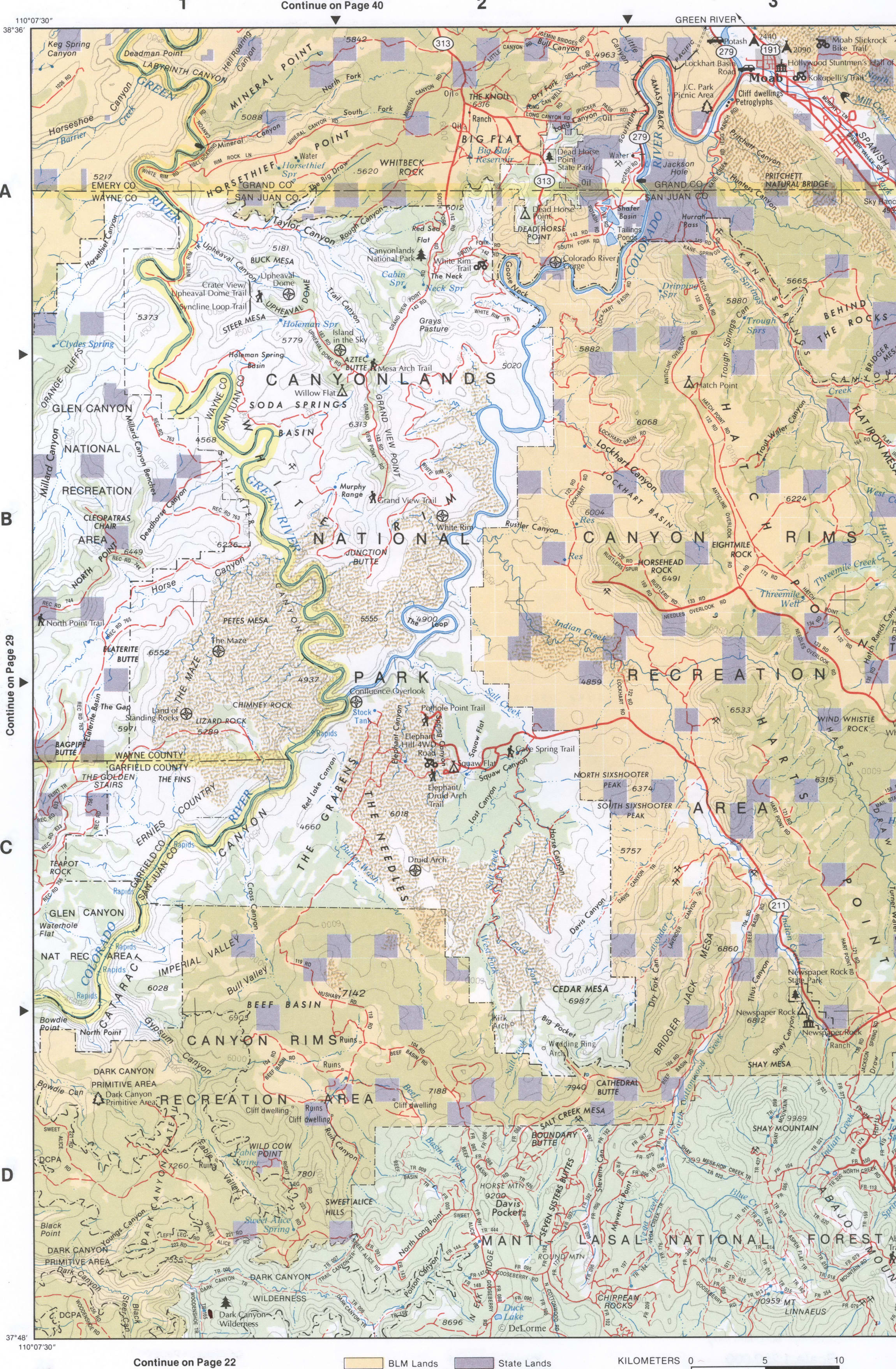 Large-scale topographic map of Southeast Utah - San Juan county