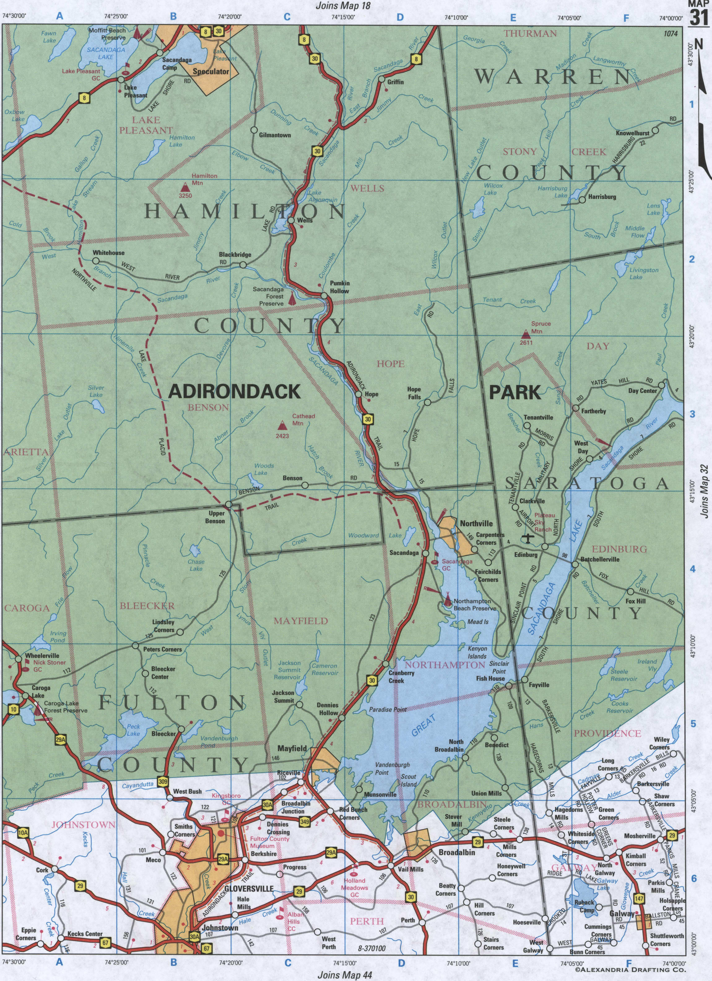 map of Warren and Hamilton Counties
