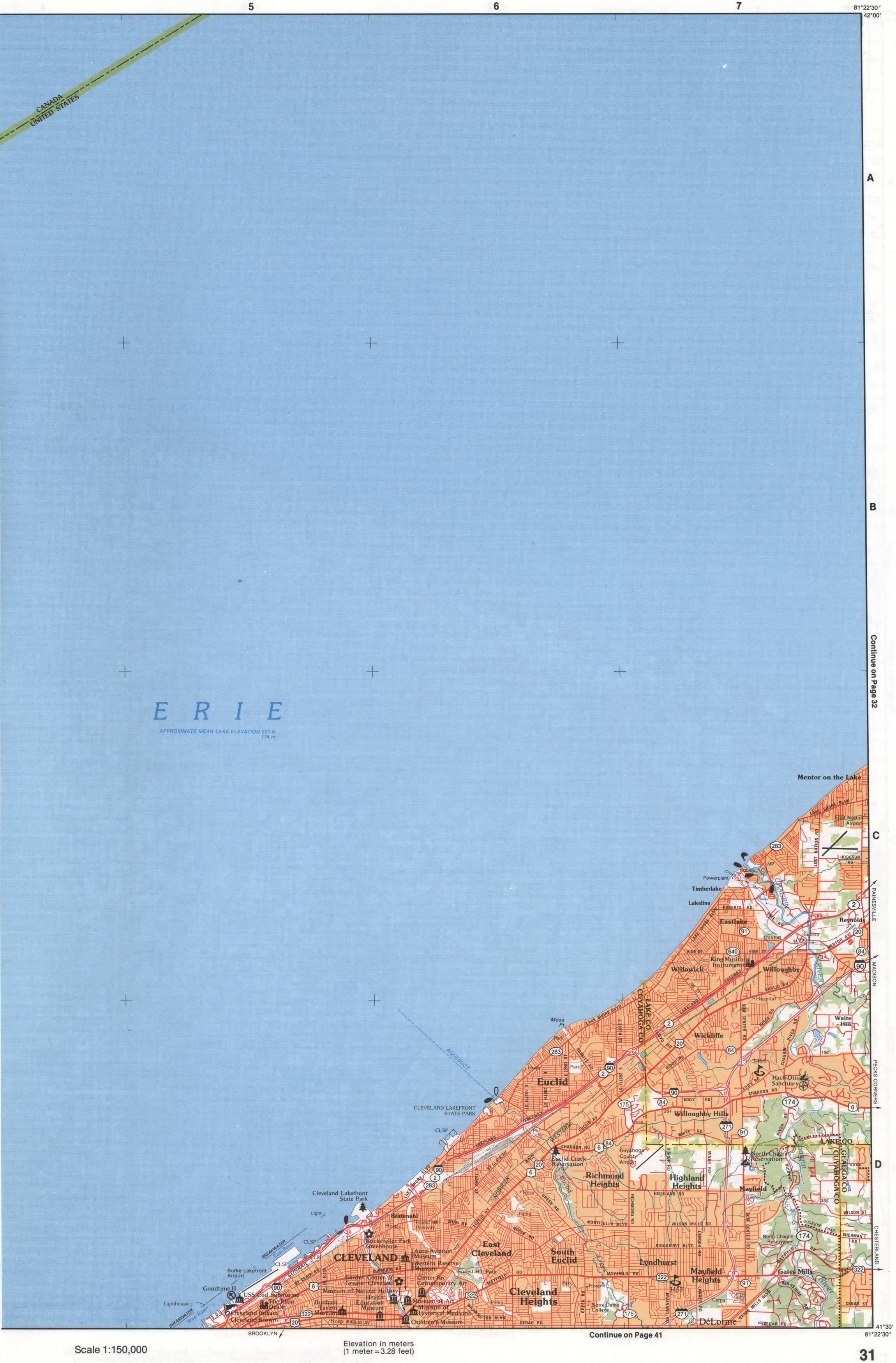 Map of Northeastern Ohio - Lake and Cuyahoga Counties