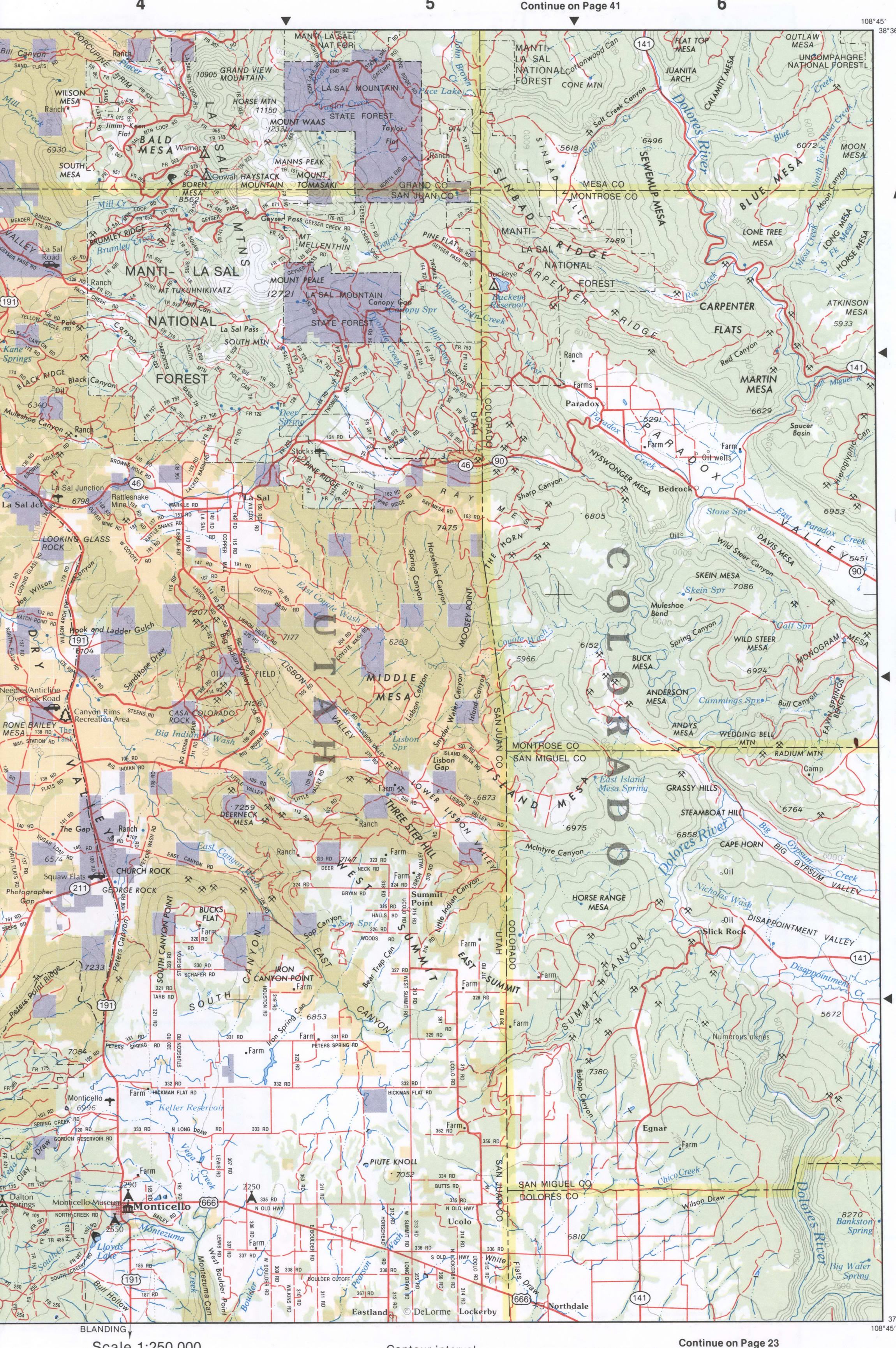 Large-scale topographic map of Southeast Utah - San Juan CO