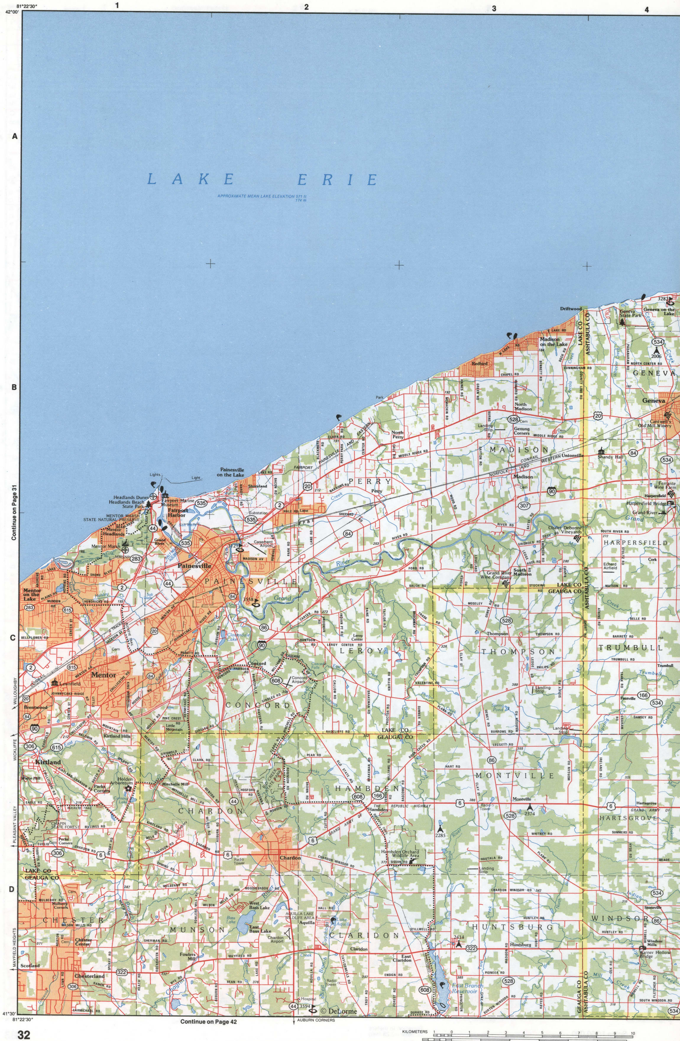 MAP of Northeastern Ohio - Lake and Geauga Counties