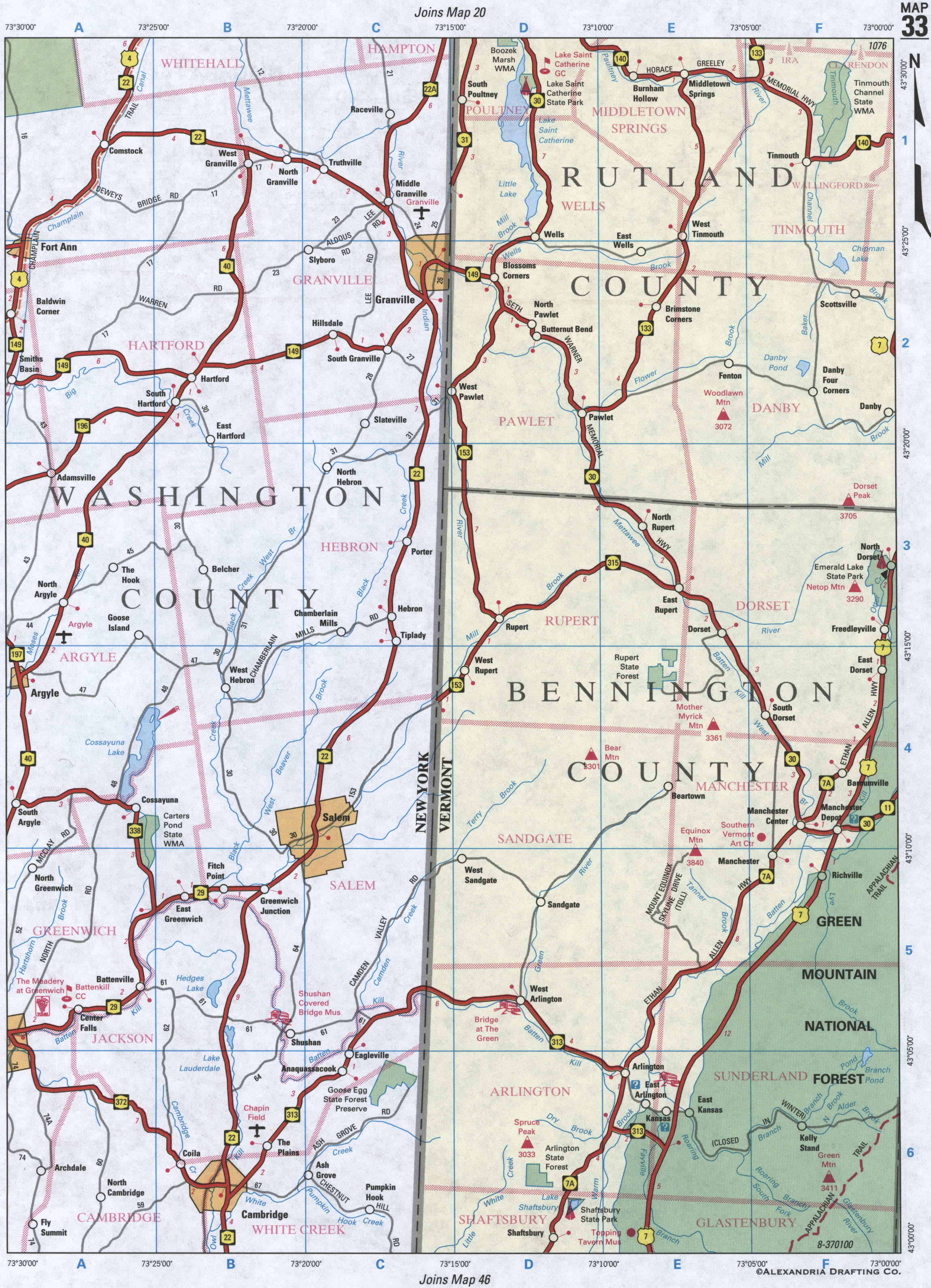 map of Washington County NY