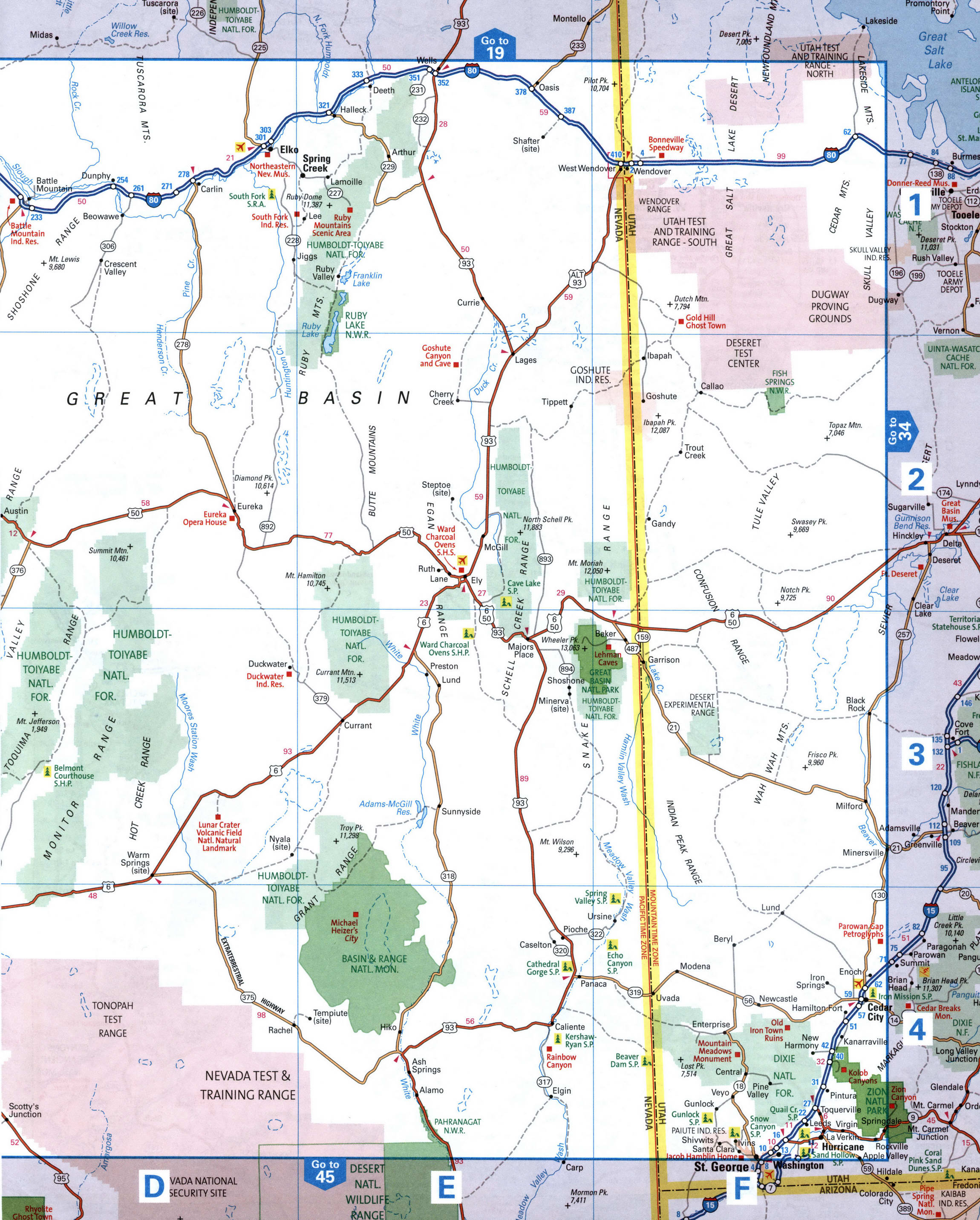 map of the Nevada-Utah border area