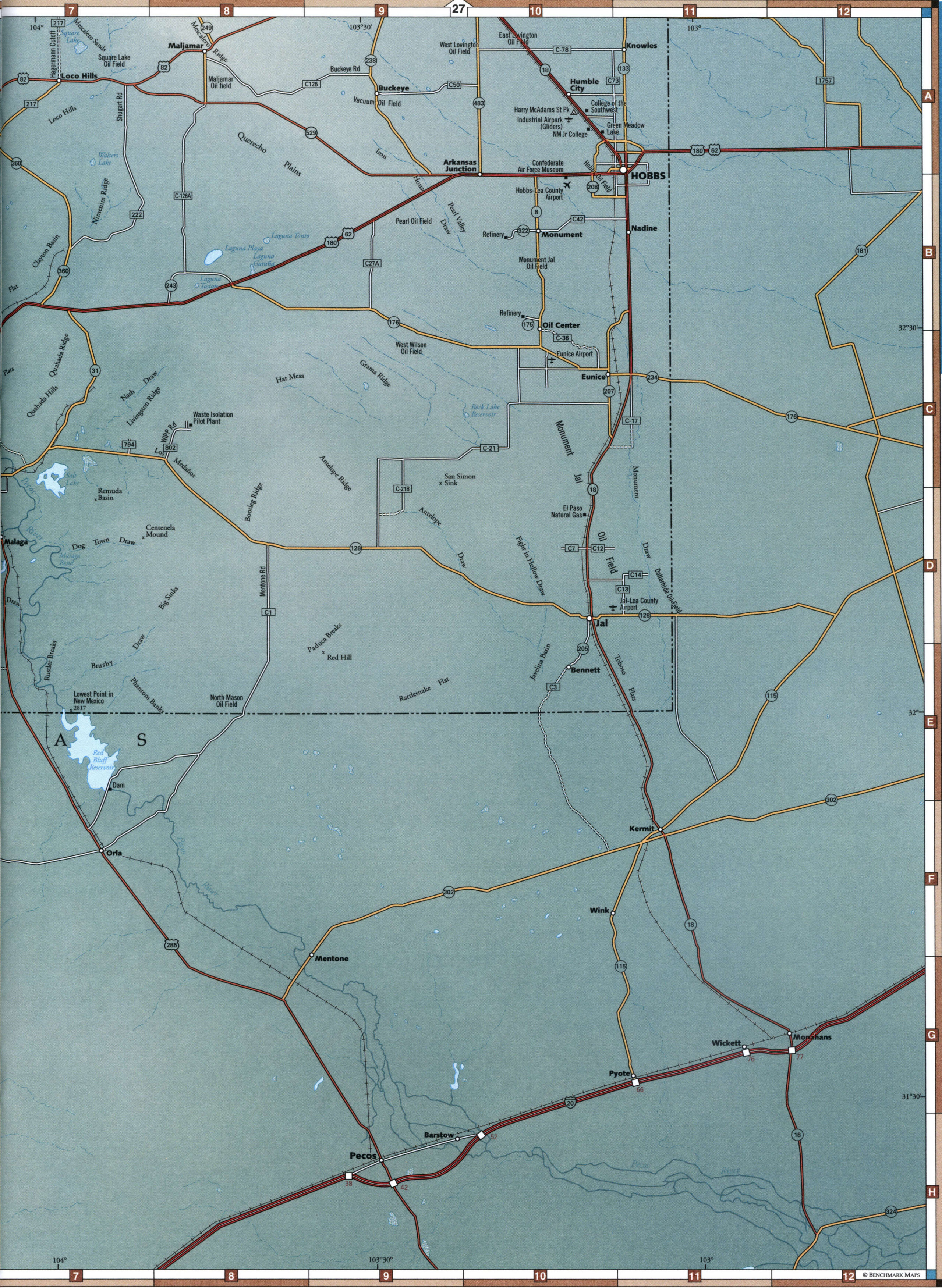 landscape map of Lea County