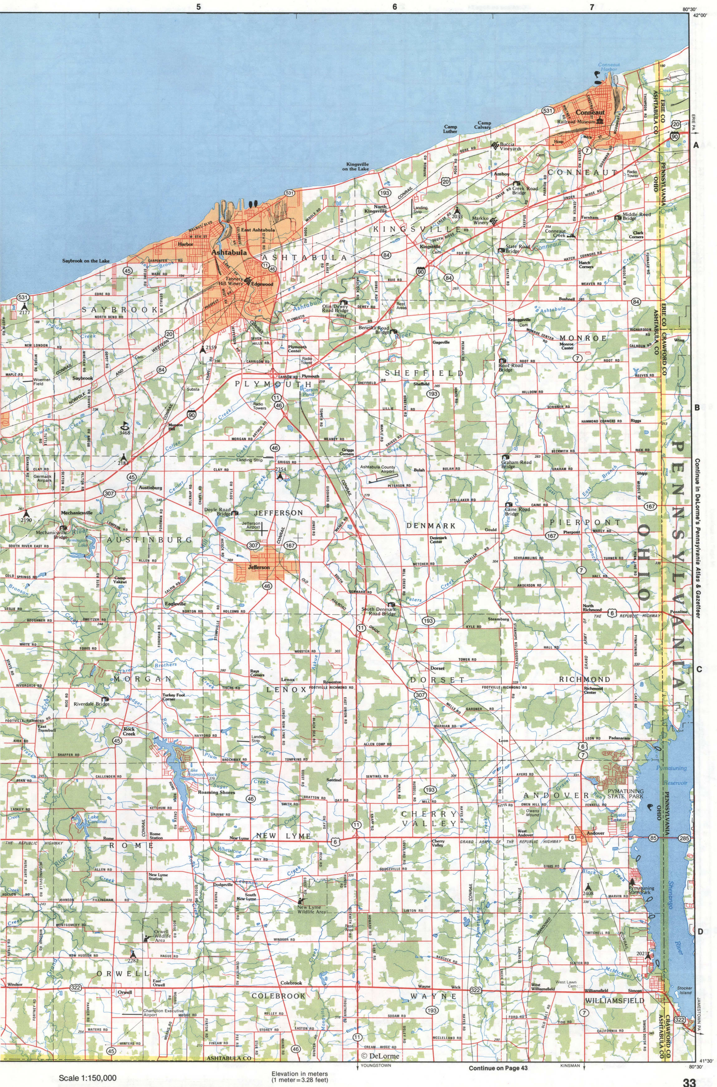 MAP of Northeastern Ohio - Ashtabula County